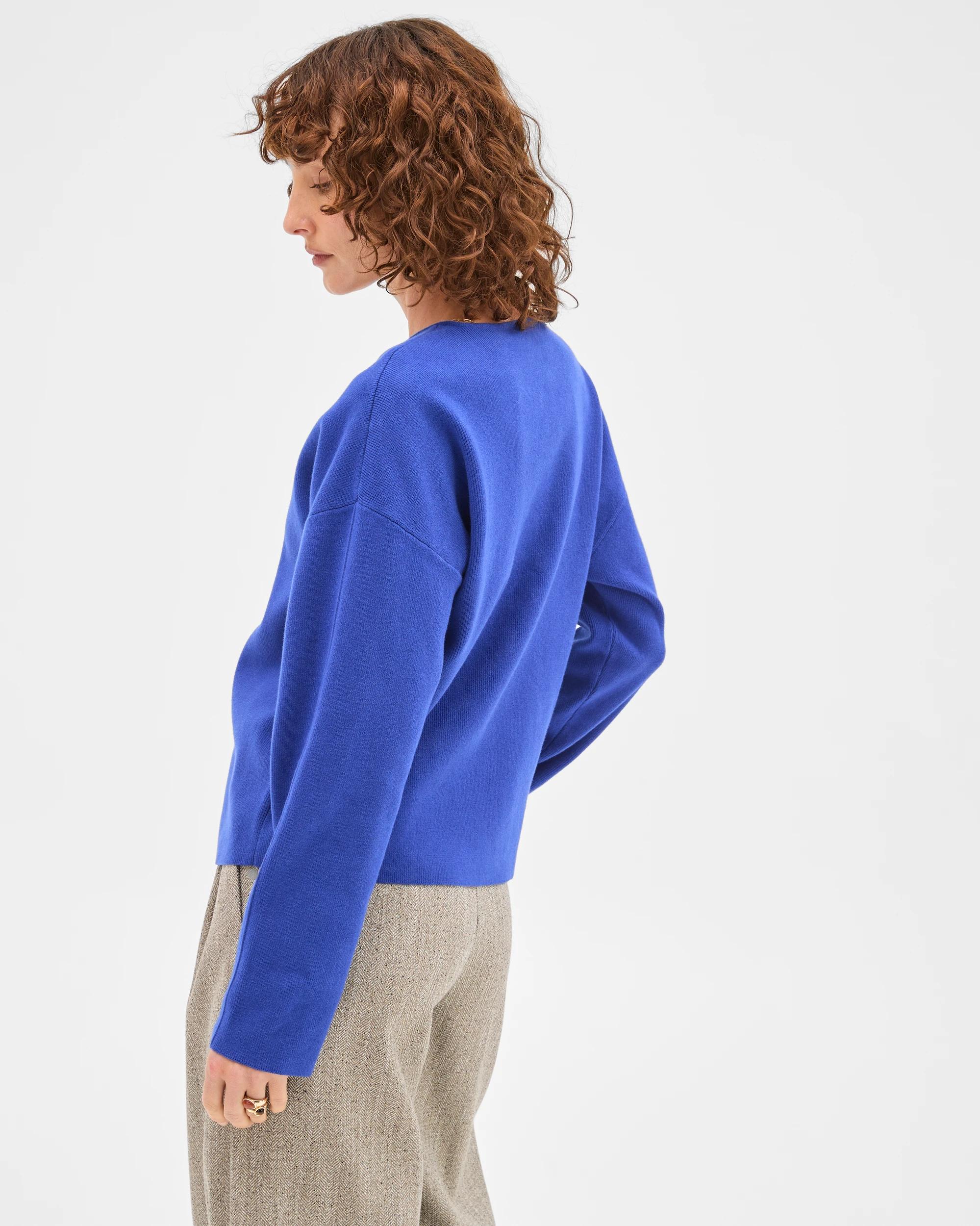 6 Preview Australian Cotton Blend Polished V-Neck Jumper COBALT BLUE, 6 of 6