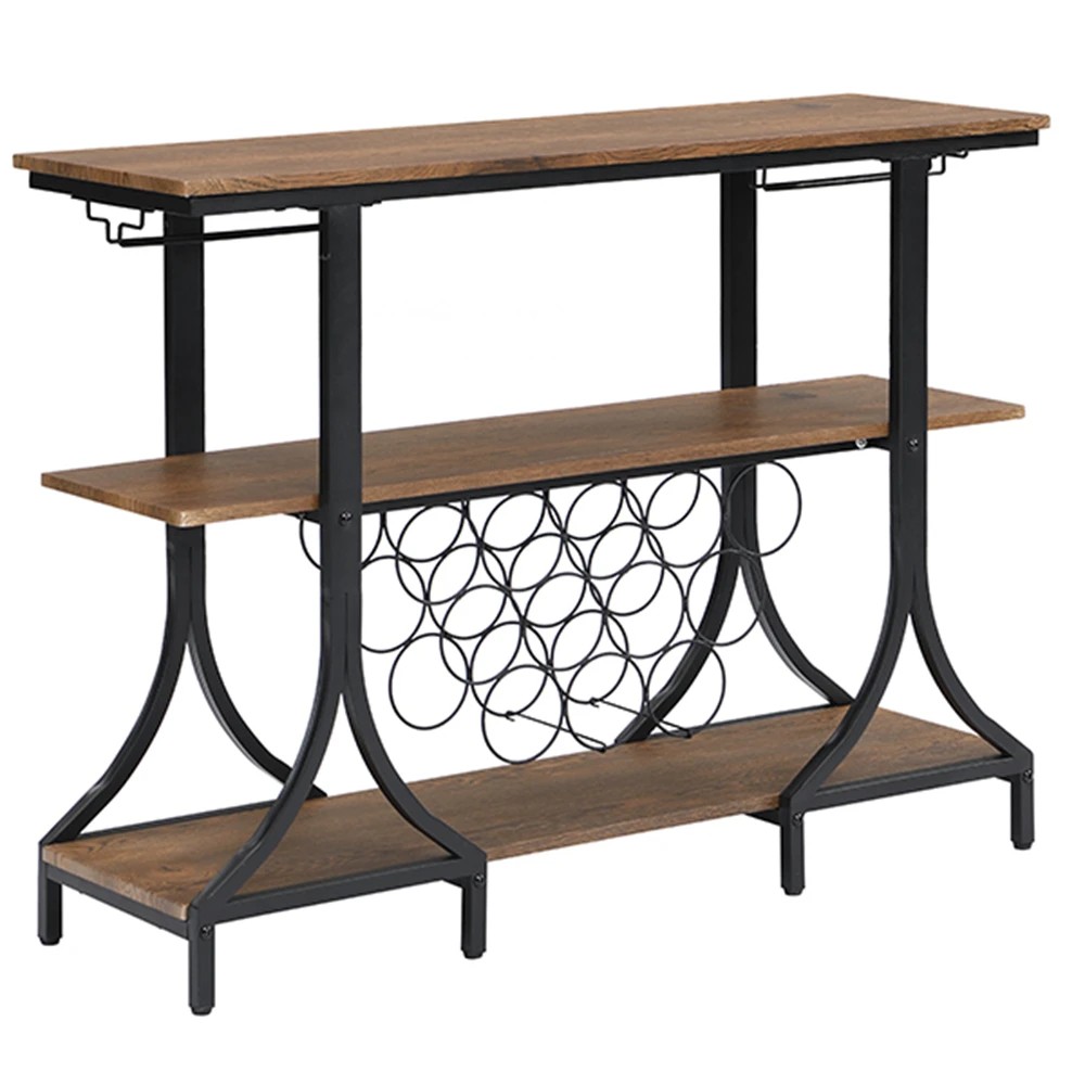 6 IHOMDEC 3-Tier Wine Rack with 12 Bottle Holder - Brown, 6 of 9