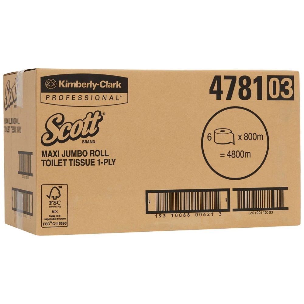 6 Scott Maxi Jumbo Toilet Roll 1 Ply White 4781 6 Rolls, 6 of 6