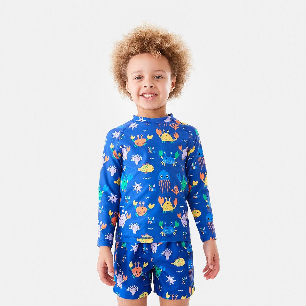 1 Printed Long Sleeve Rash Vest Naut Crab, 1 of 9