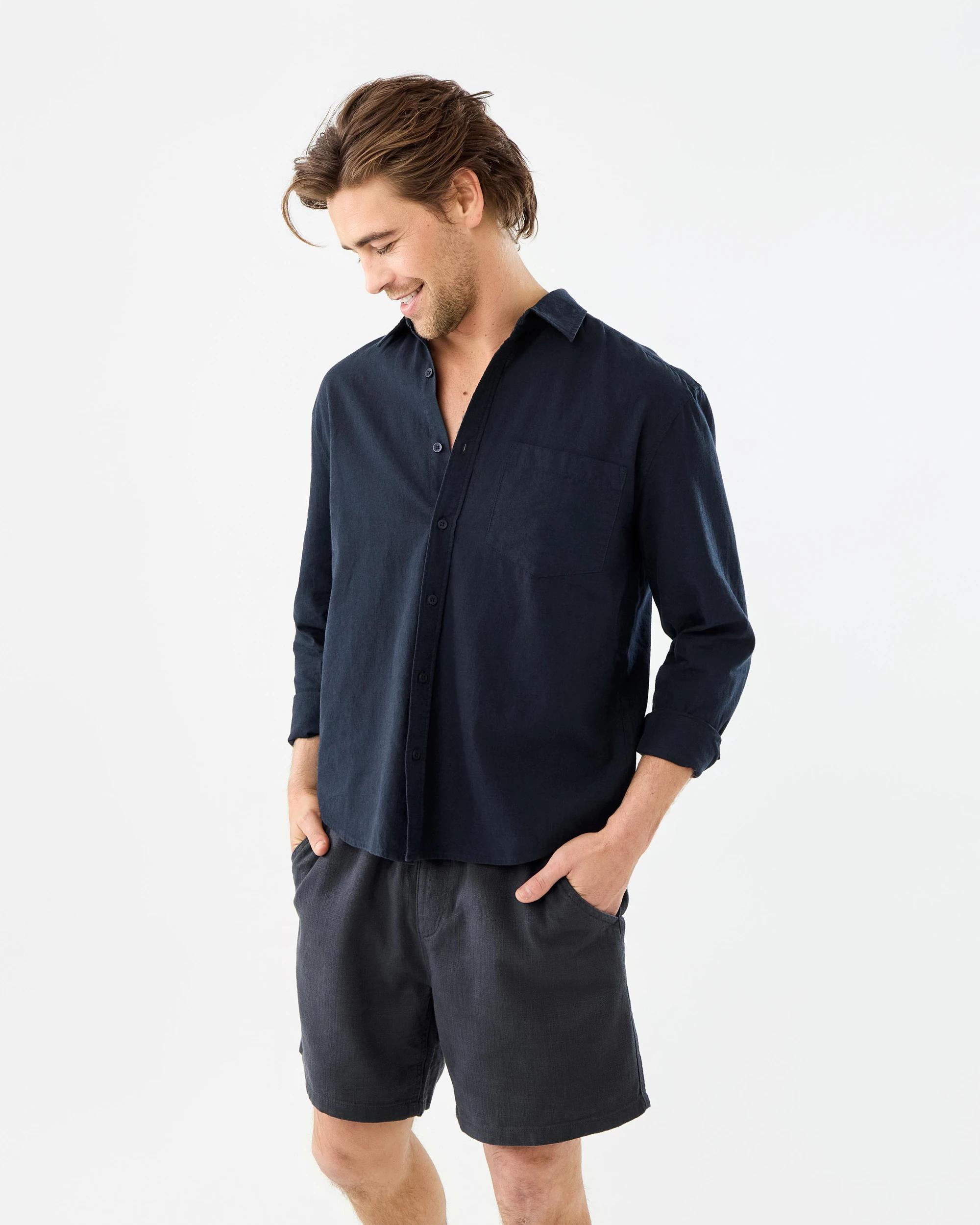 8 Long Sleeve Cotton Linen Shirt Sky Cptn, 8 of 9