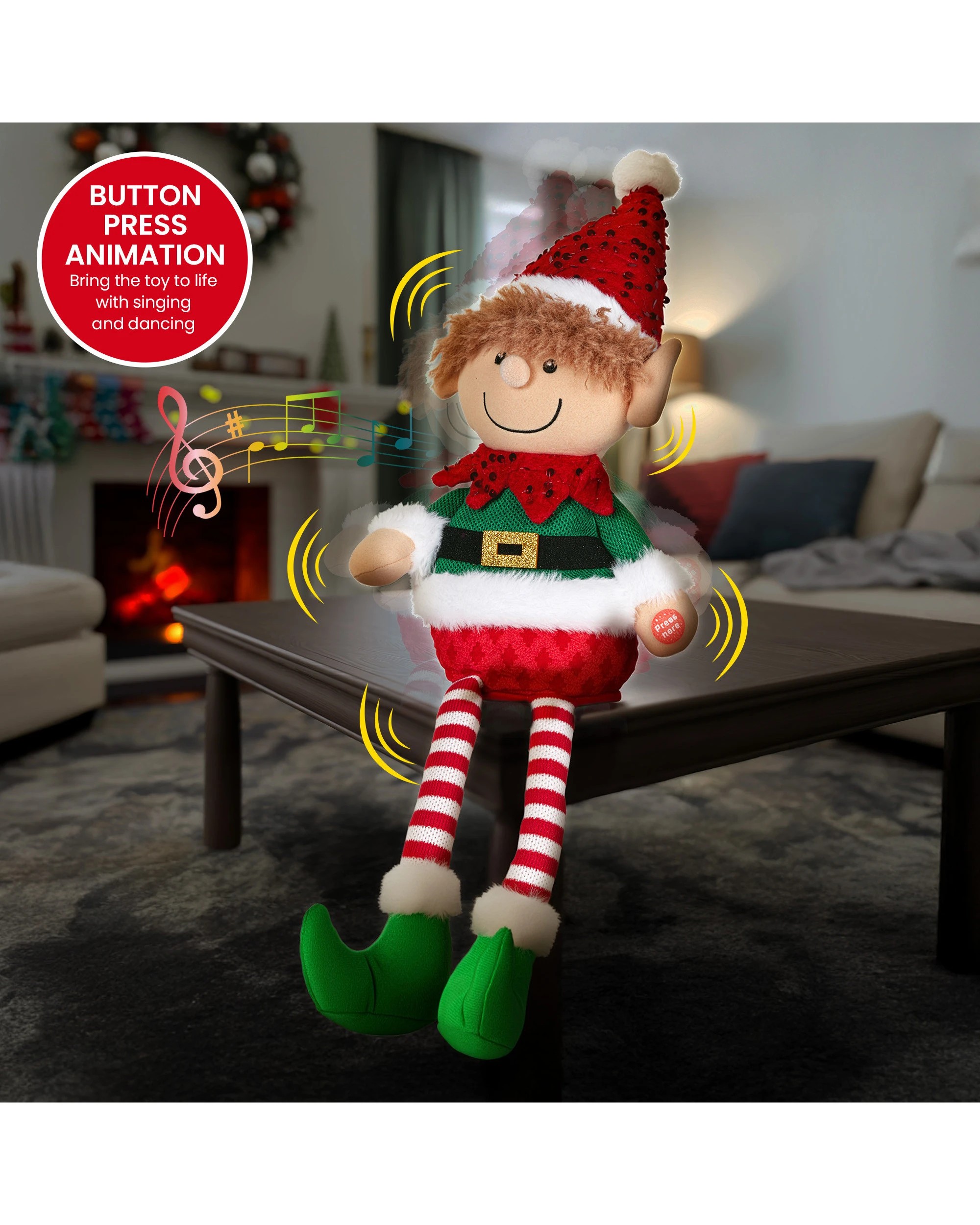 3 Christabelle Christabelle 56cm Battery-operated Christmas Elf With Animation And Music, 3 of 5