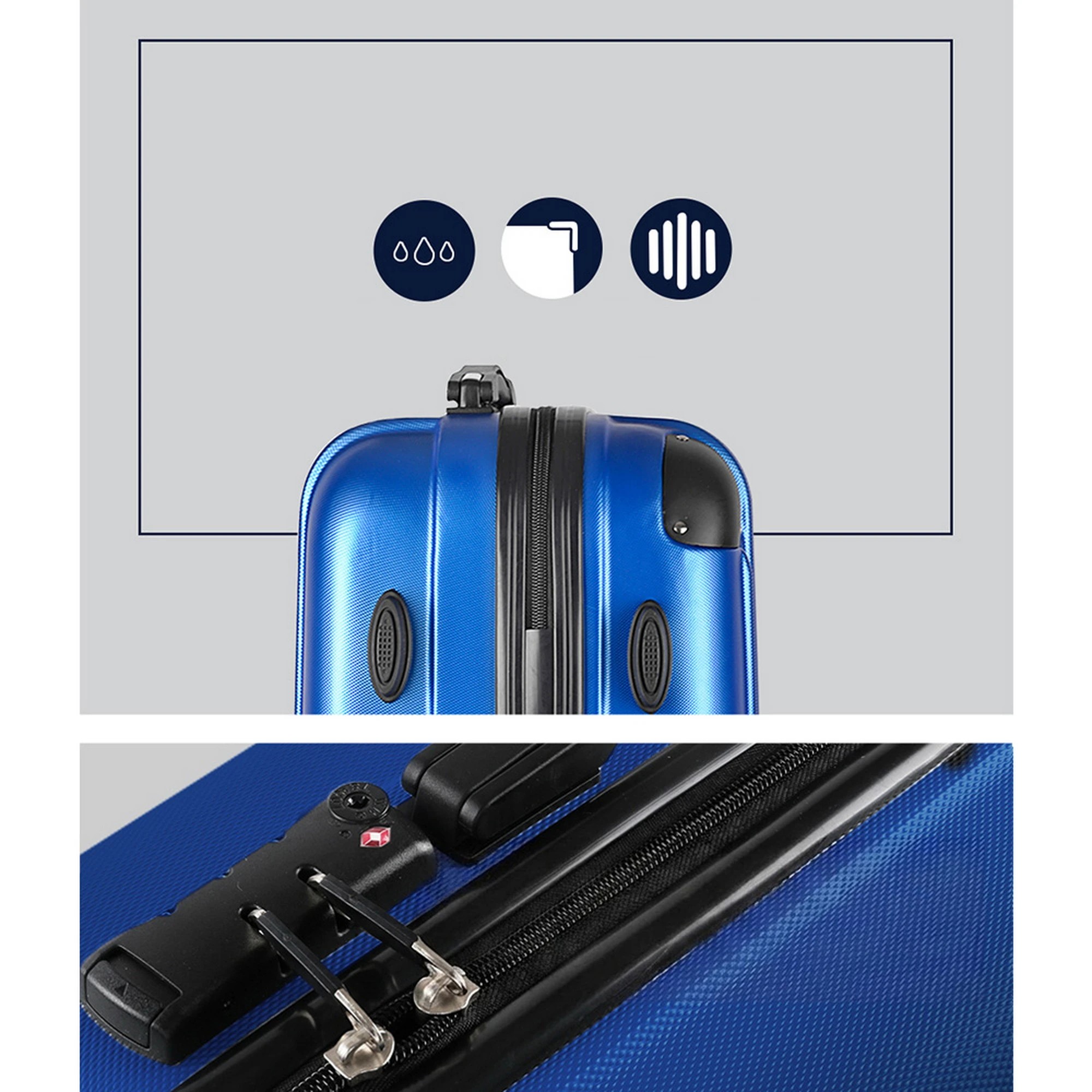 3 Wanderlite 28" 75cm Luggage Trolley Travel Suitcase Set Carry On Hard Case TSA Lock - Blue, 3 of 7