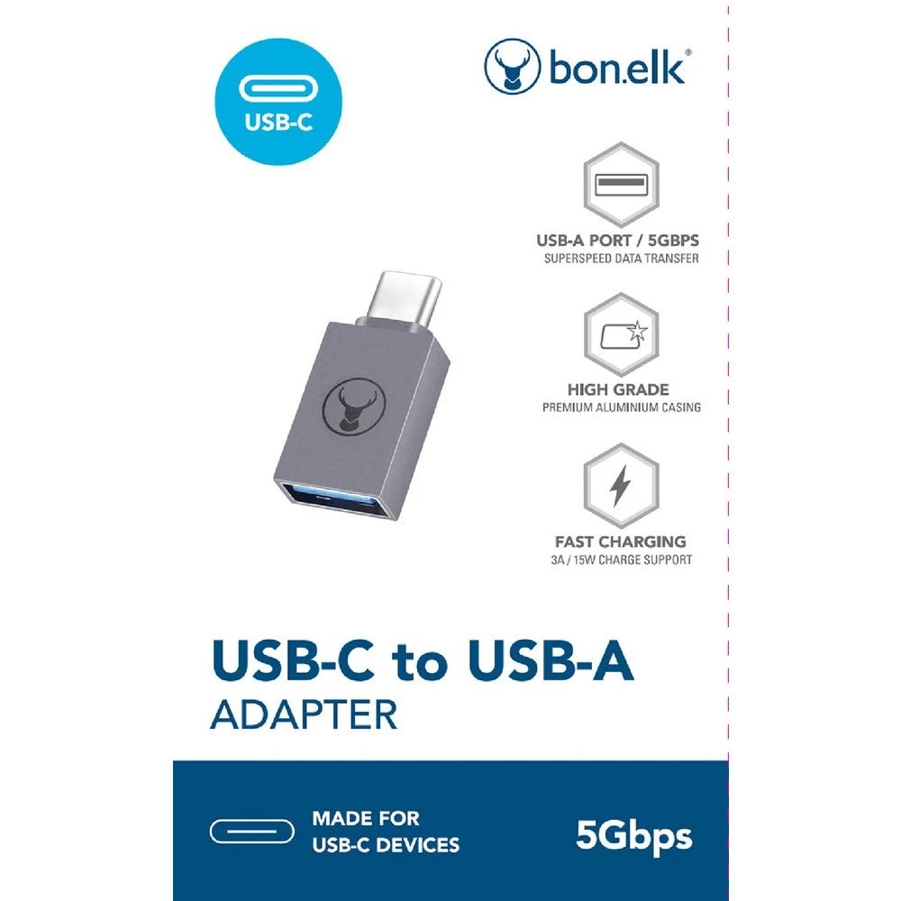5 Bonelk USB-C to USB-A Adapter Grey, 5 of 5