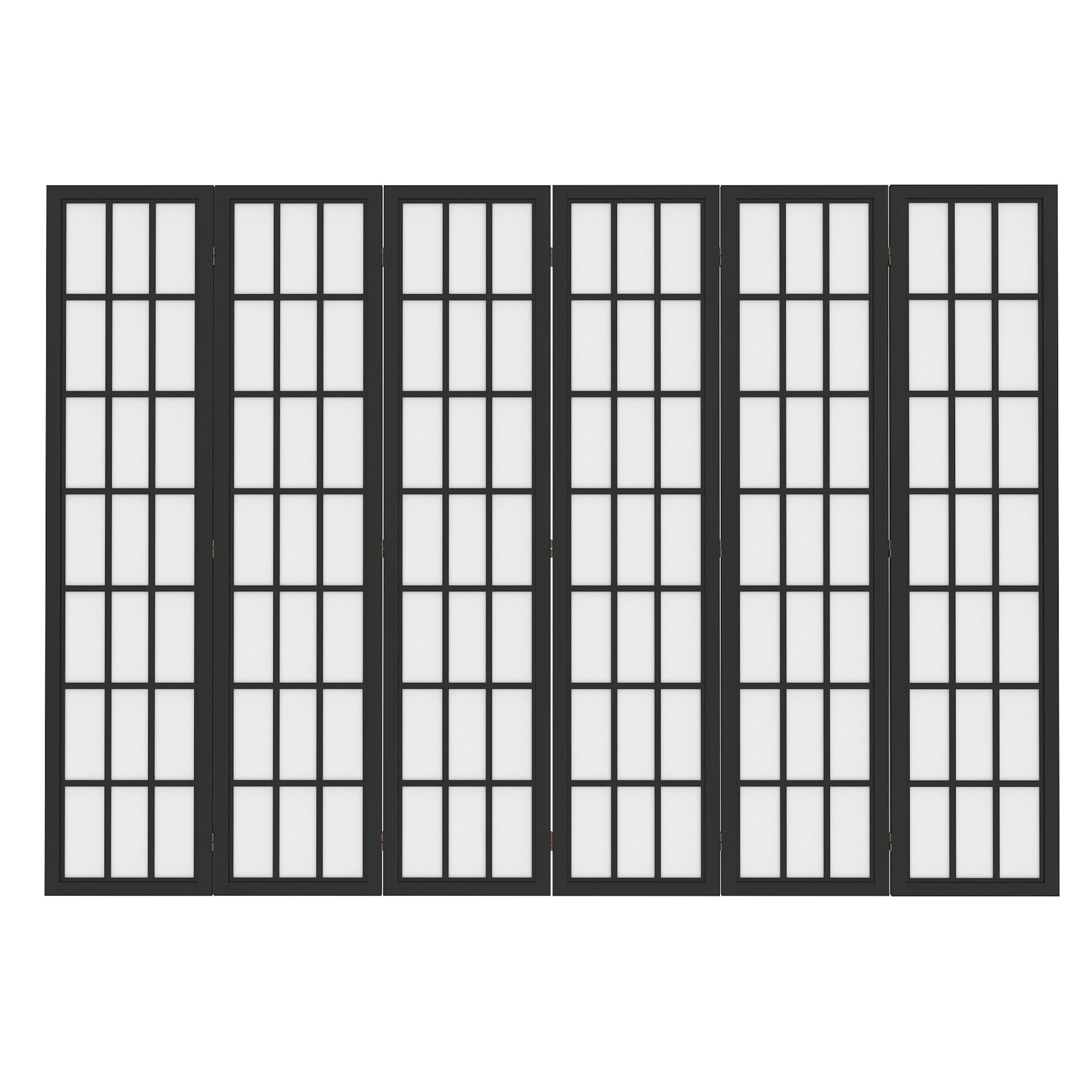 2 Levede 6 Panel Room Divider Folding Partition Freestanding Screen Wooden - Black, 2 of 9