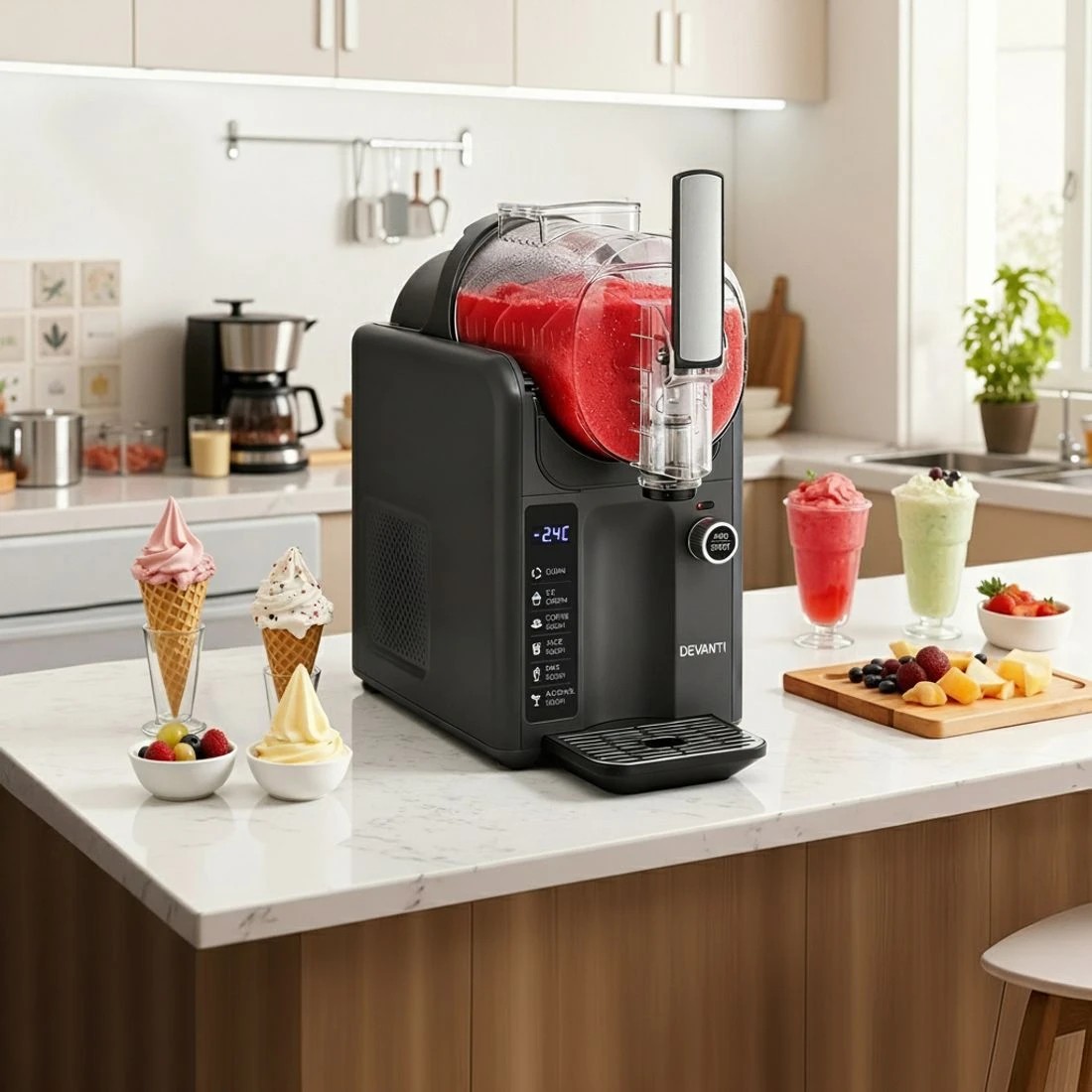 6 Devanti Slushie Machine Ice Cream Maker 2L - Grey, 6 of 8