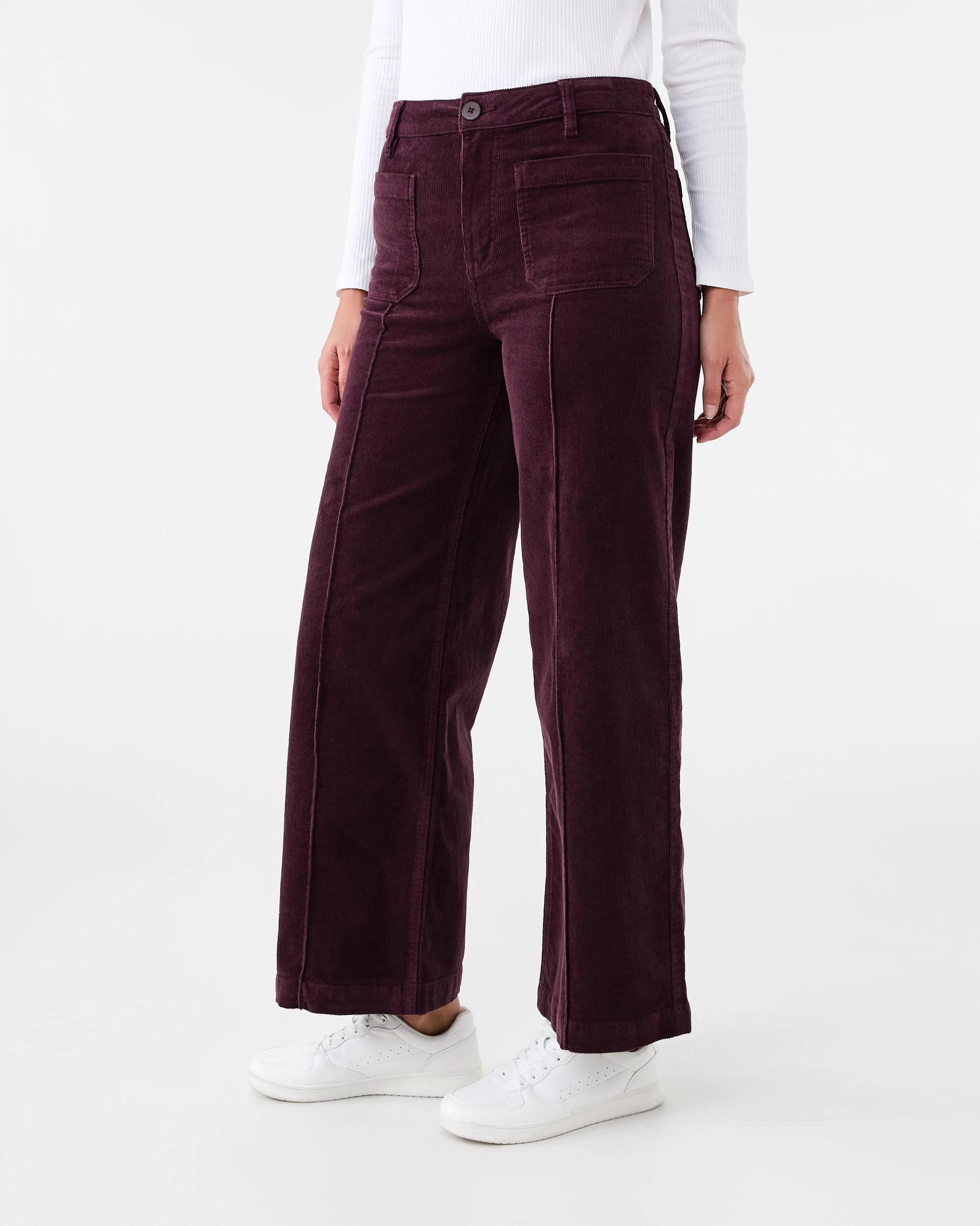 2 Pocket Front Wide Leg Corduroy Pants Fudge, 2 of 7