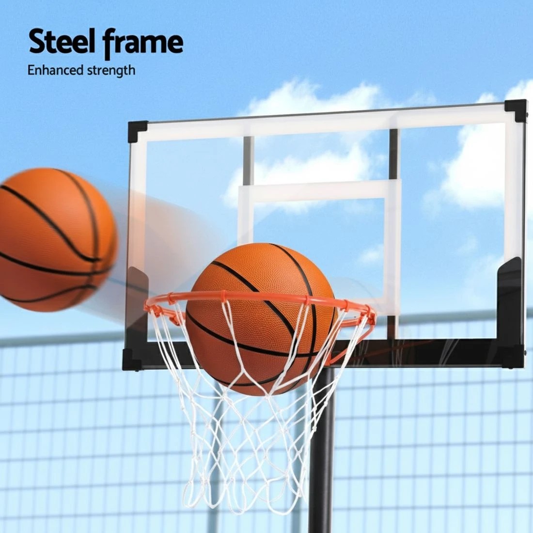 4 Everfit 3.05M Basketball Hoop Stand System Portable Height Adjustable w/ Knob - Multi, 4 of 6
