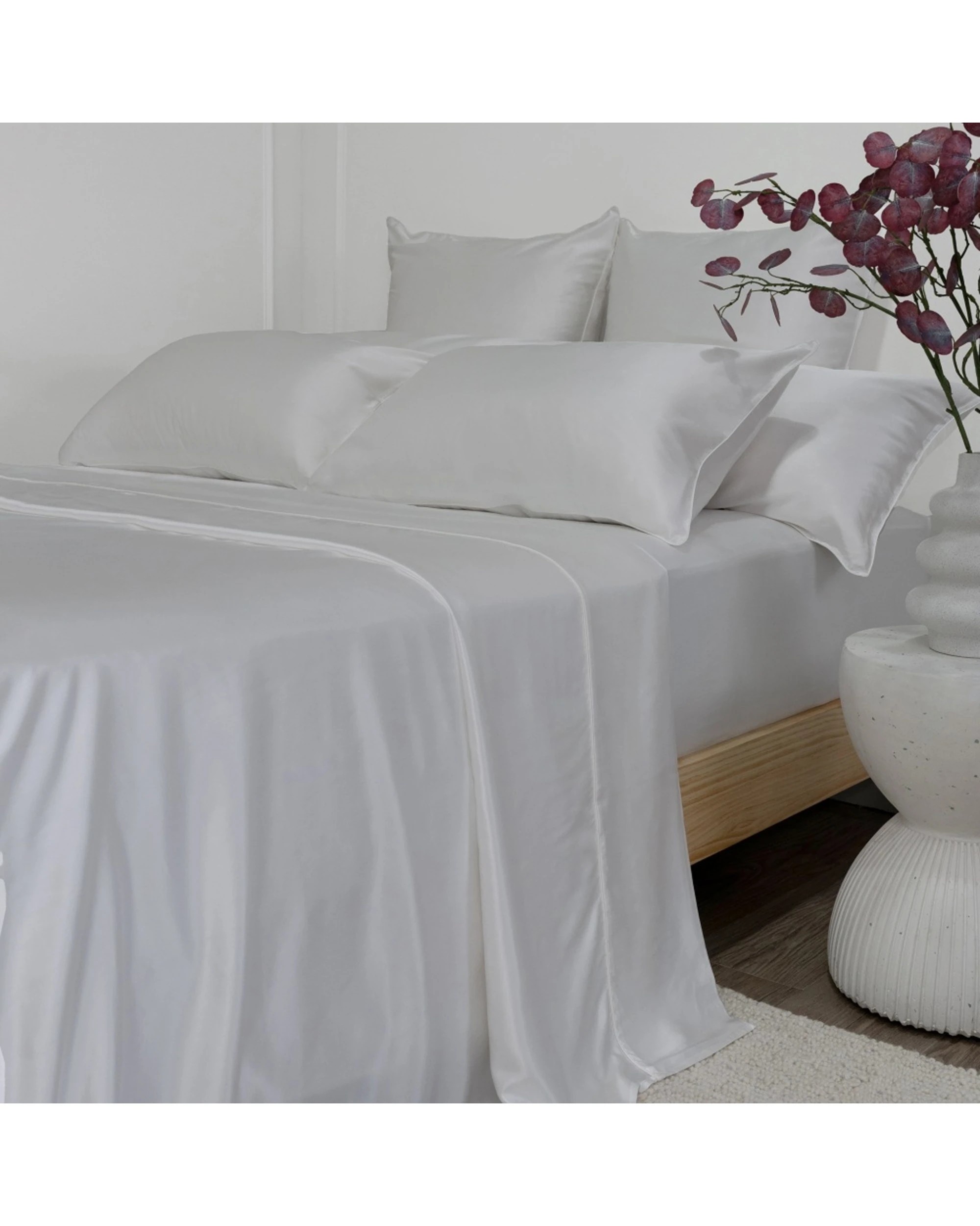 6 Bedding co Sheet Set 100% Mulberry Silk 22 Momme - King Bed - White, 6 of 7