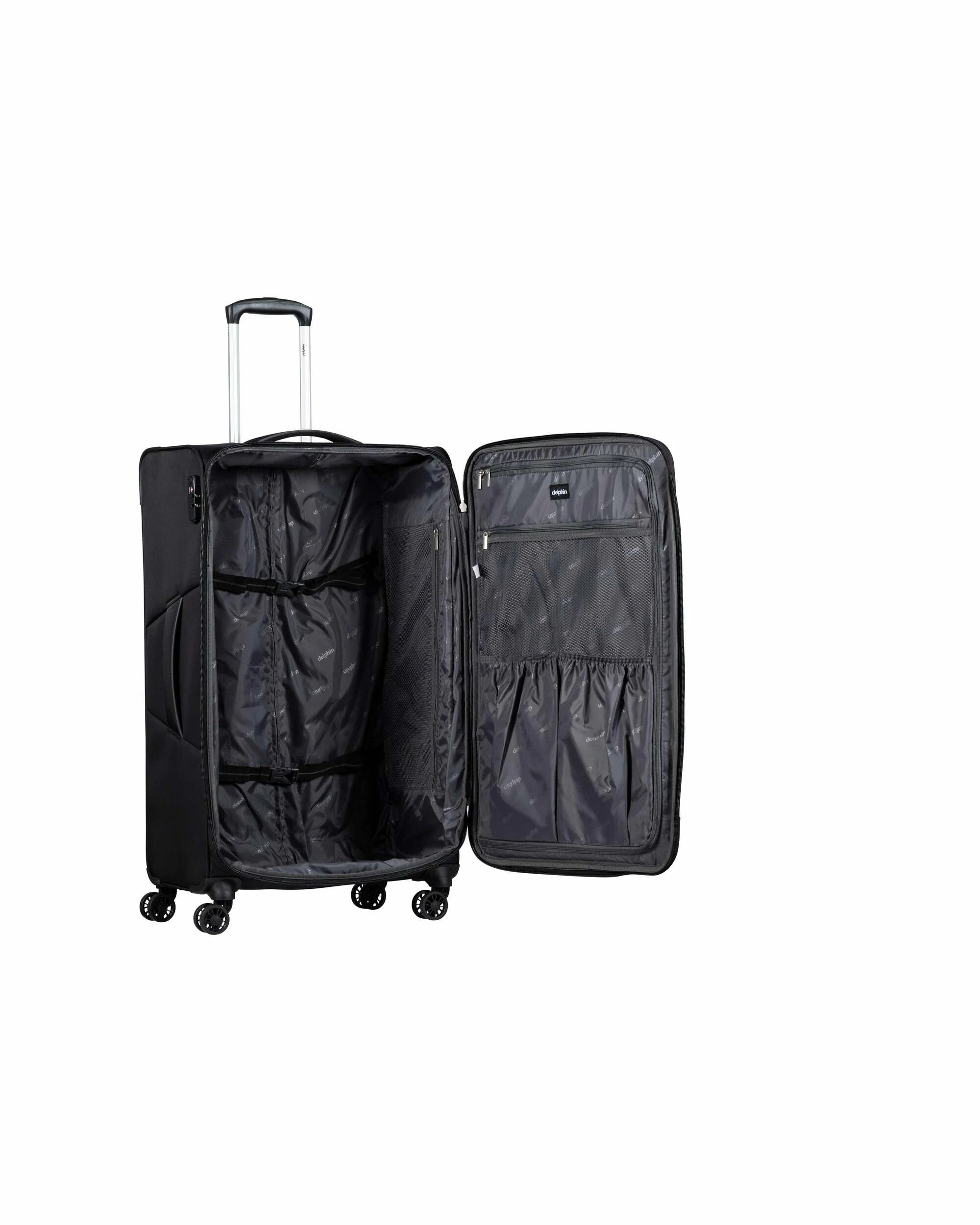 3 Delphin Caspian 2 Softside Large Spinner Suitcase - 83cm - Black, 3 of 5