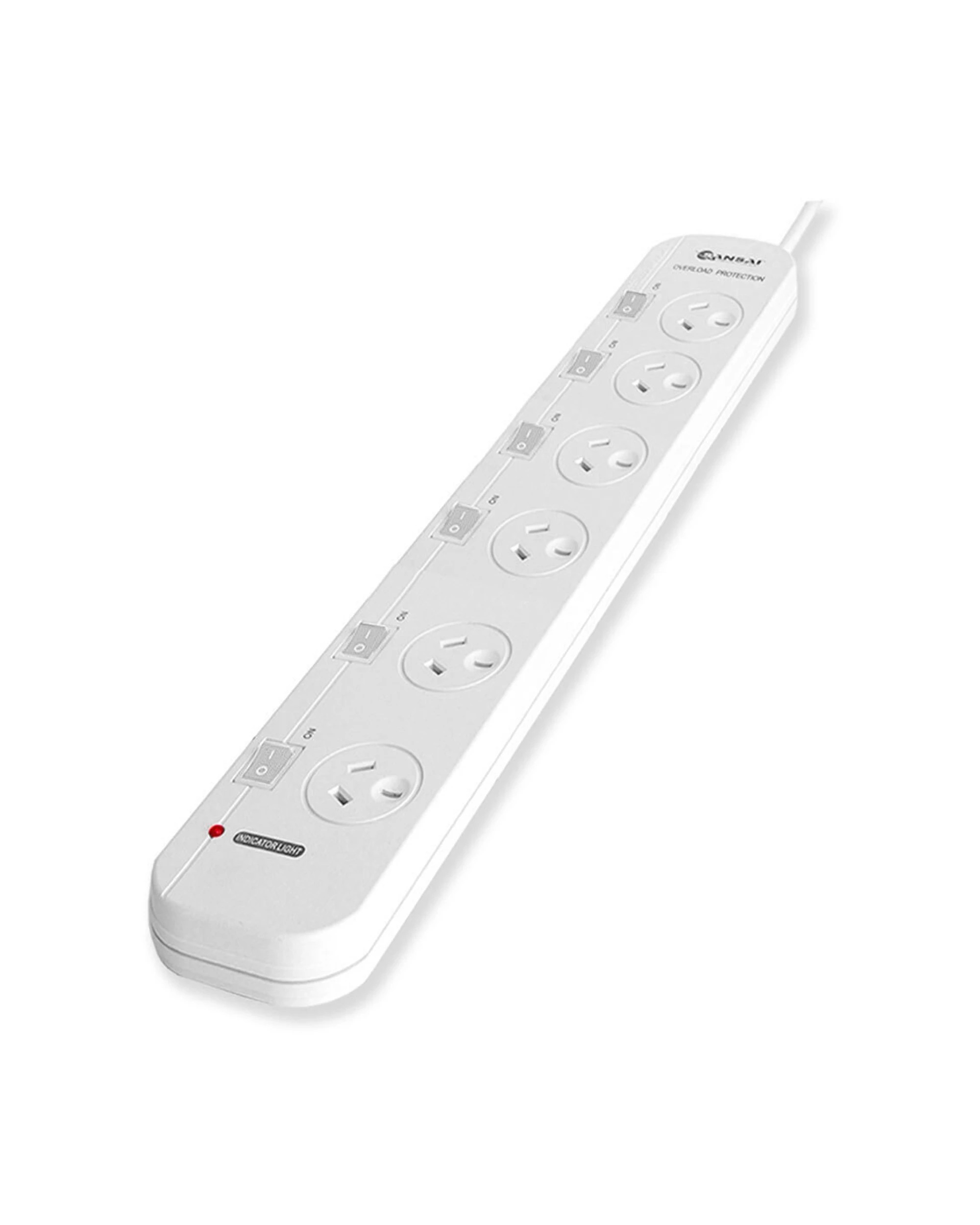1 Sansai 6 Way Individually Switched Outlets Powerboard With Overload Protection - White, 1 of 3