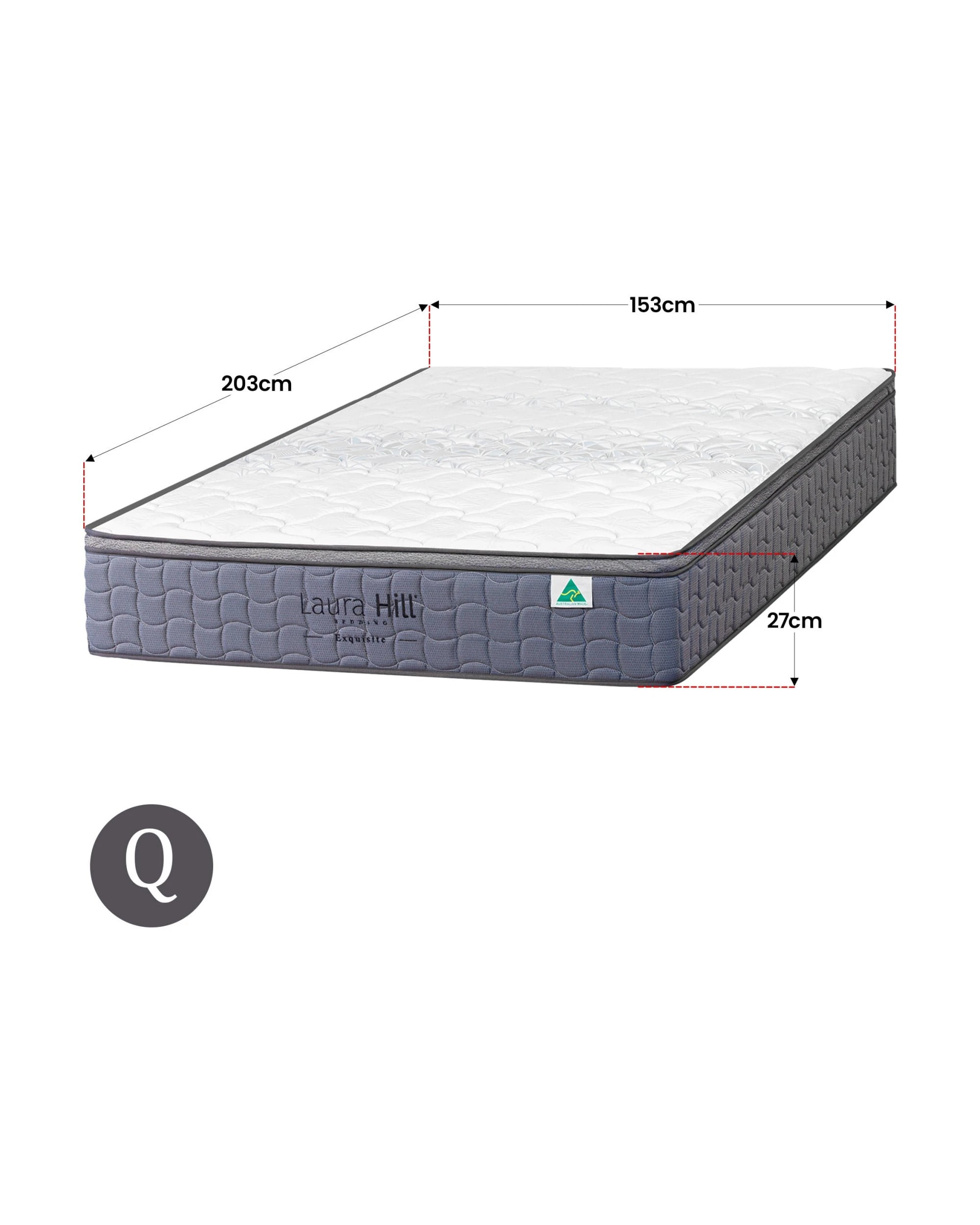 6 Laura Hill Exquisite Queen Mattress - Australian Made, 5-Zone Pocket Spring, Medium-Firm Edge Support - Queen Bed - Grey, 6 of 6
