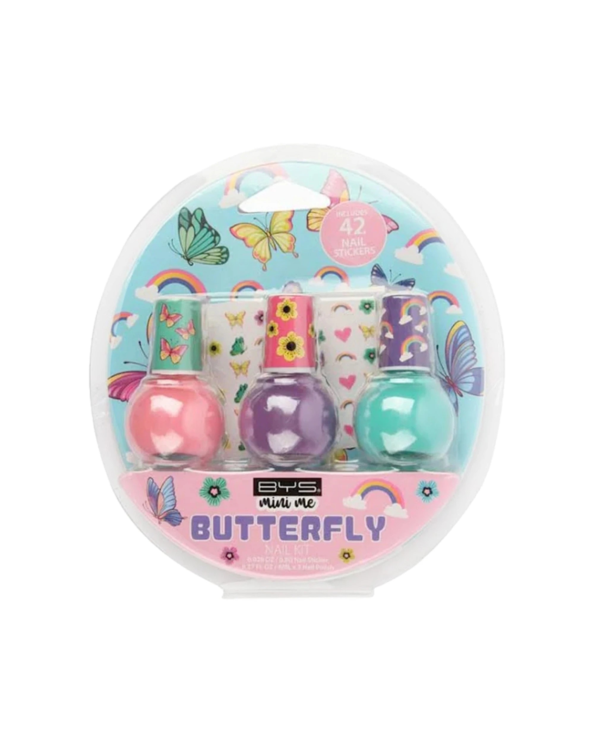 2 BYS 2PK 3pc BYS Mini Me Kids Nail Polish & Sticker Kit Butterfly - Multi, 2 of 3