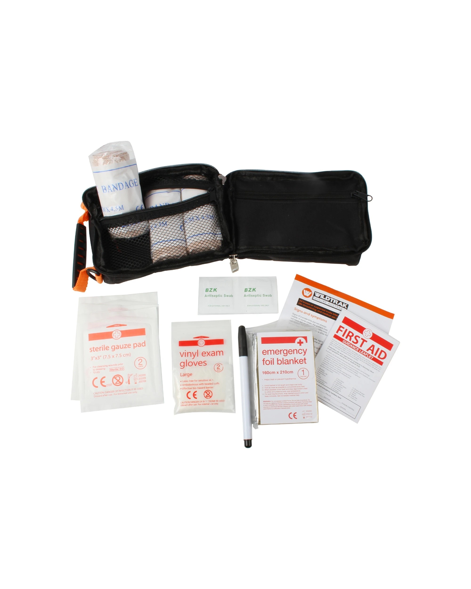 2 Wildtrak Snake Bite First Aid Kit Portable Family Safety Nylon Bag CPR Guide - Red, 2 of 3