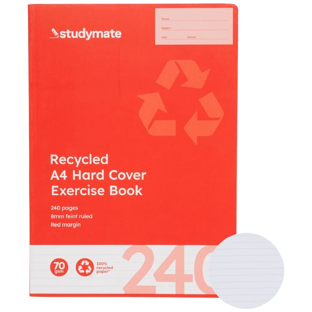 6 Studymate A4 Recycled Hardcover Exercise Book 240pg, 6 of 6