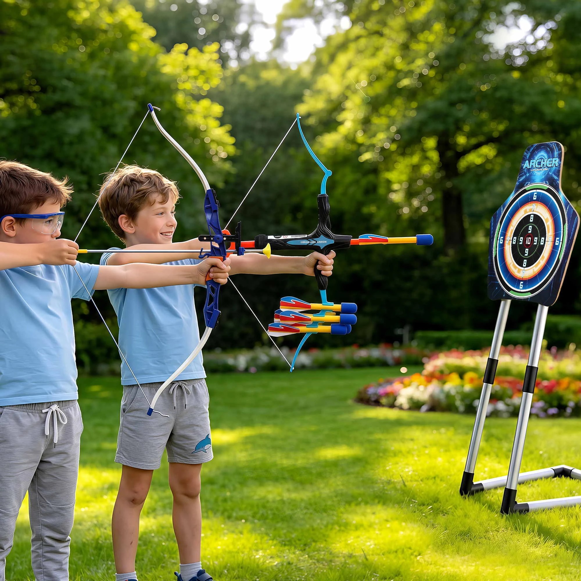 8 Keezi Kids Bow and Arrow Set Toy Archery Standing Target Suction Cup Arrows - Blue, 8 of 8