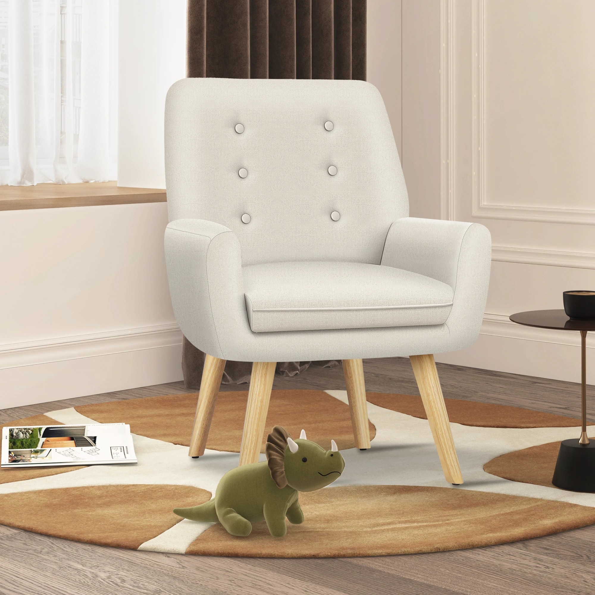 5 Alfordson Armchair Lounge Chair Tub Accent Chairs Fabric Couch Sofa - Beige, 5 of 9