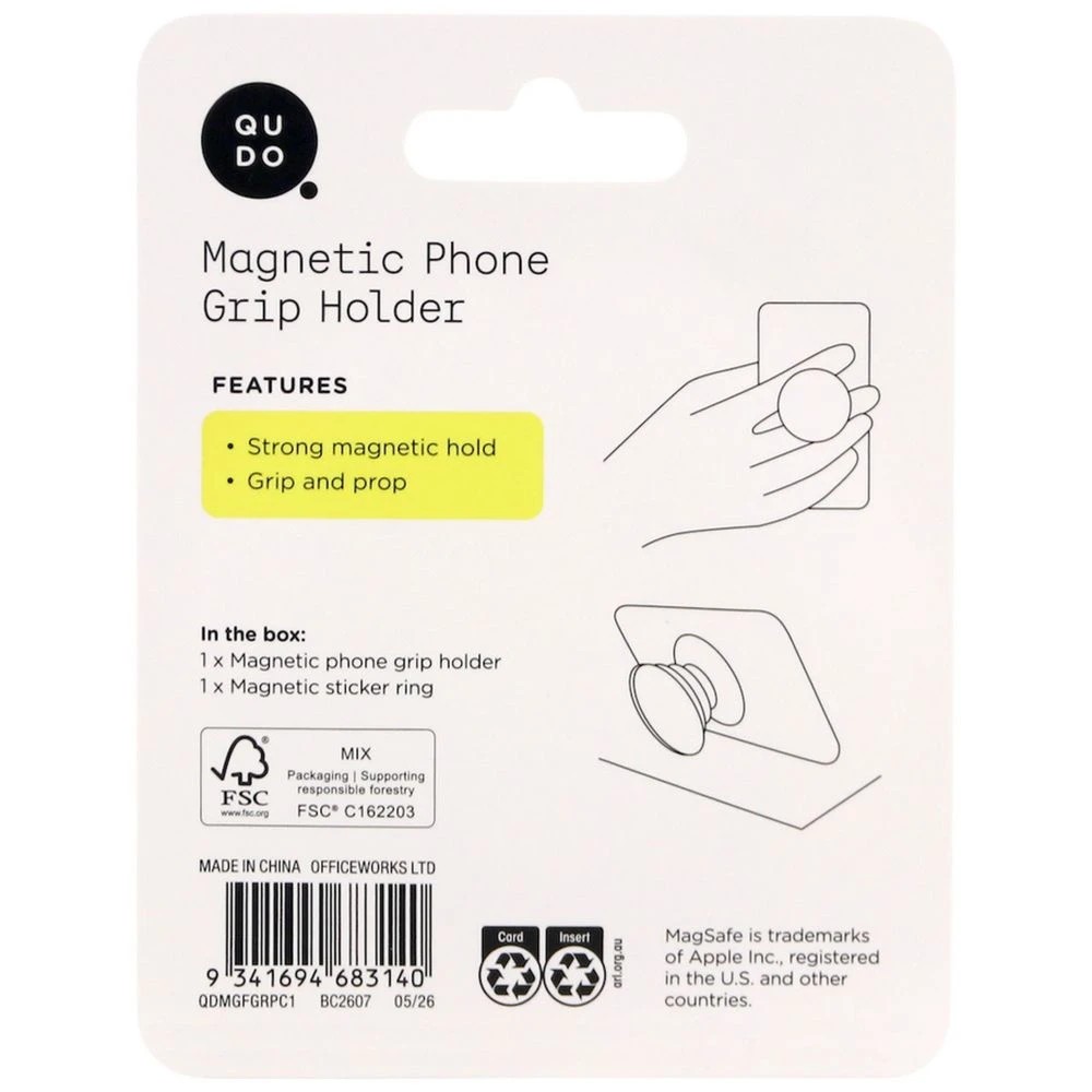 6 Qudo Magnetic Finger Grip Phone Holder Grey, 6 of 6