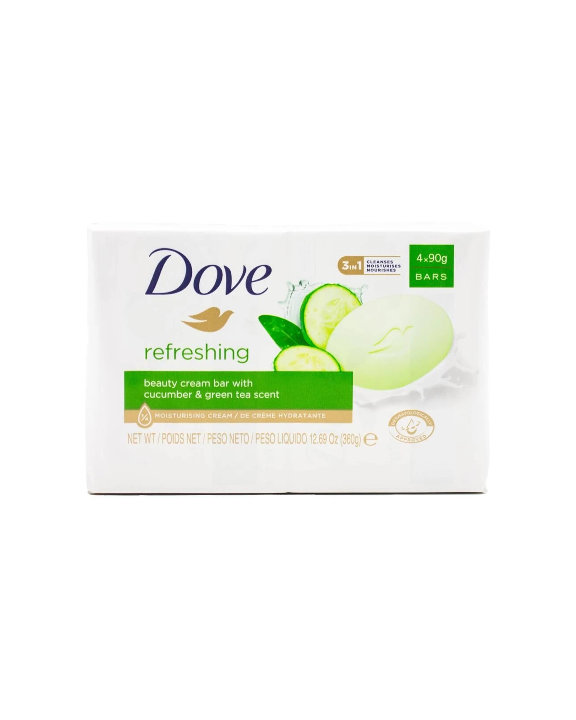 2 Dove 12 x 4pc Beauty Bar Soap 90g Cucumber Tea Scent - Multi, 2 of 3