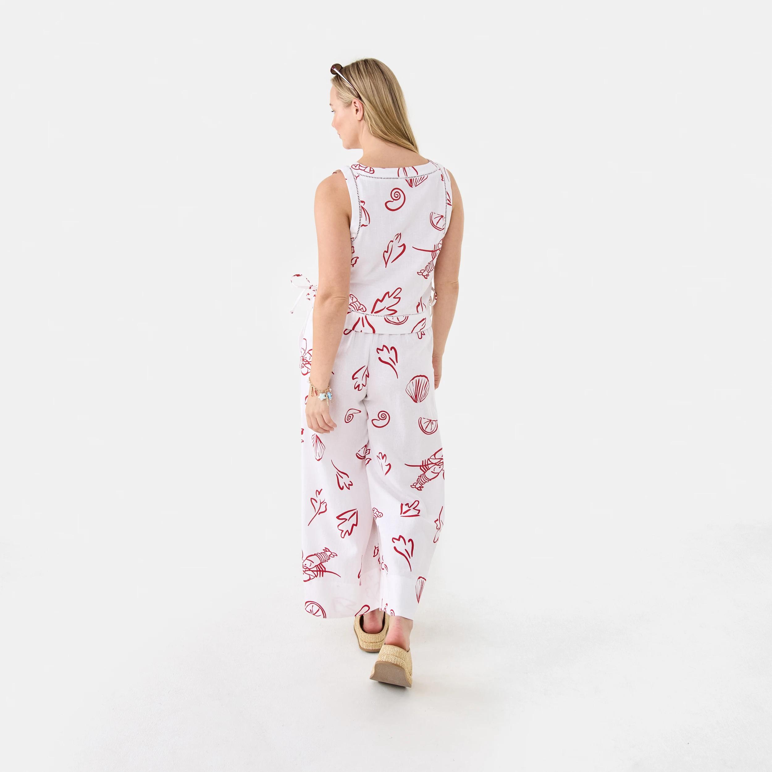 4 Printed Linen Blend Pants Red Vacay, 4 of 8