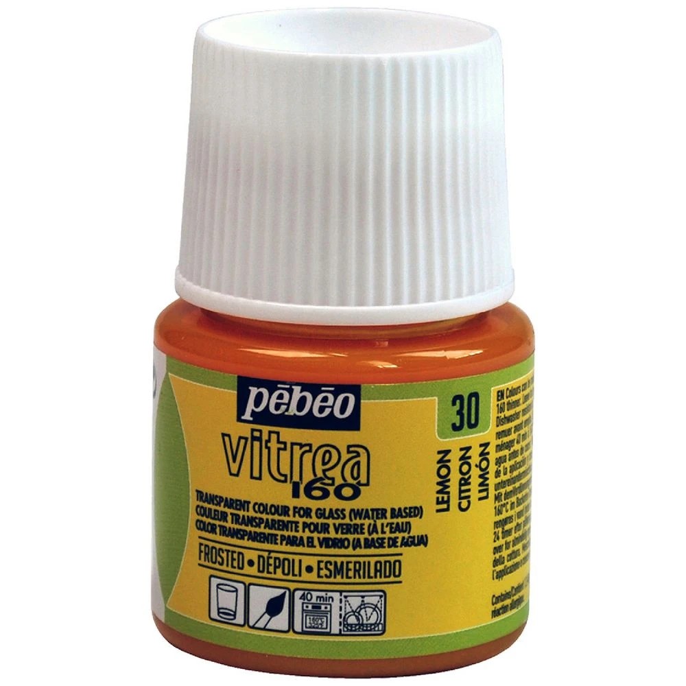 1 Pebeo Vitrea 160 Frosted Glass Paint 45mL Lemon, 1 of 1