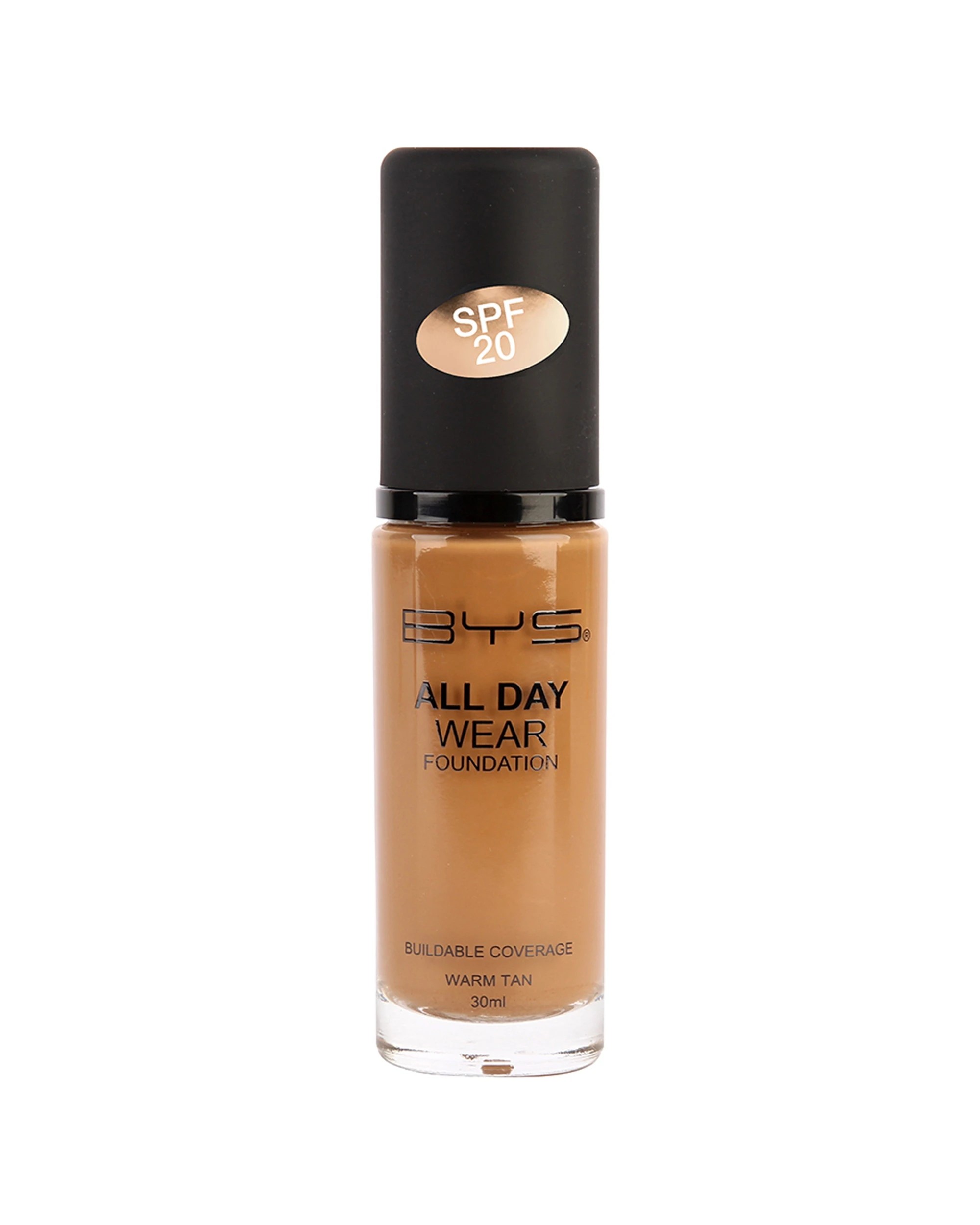 1 BYS All Day Wear Foundation Warm SPF 20 Hydrating Buildable Coverage 30ml - Brown, 1 of 1