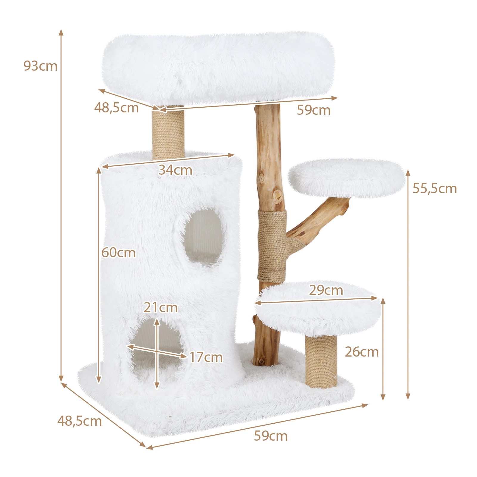 2 Costway 93cm Modern Cat Tree w/Real Wood Branches Pet Kitty Activity Center, 2 of 5
