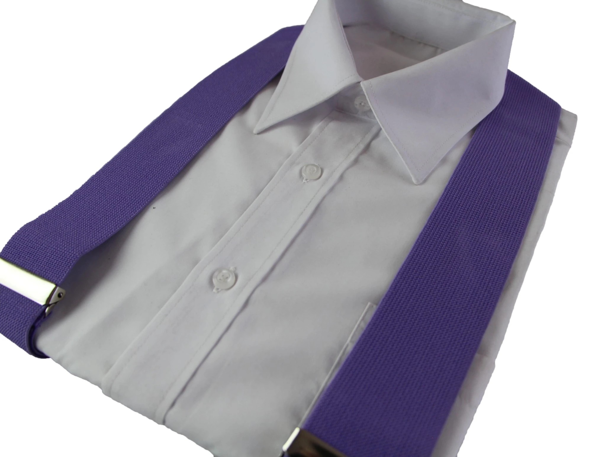 4 Zasel Mens Extra Wide Heavy Duty Adjustable 120cm Violet Suspenders - Purple, 4 of 4