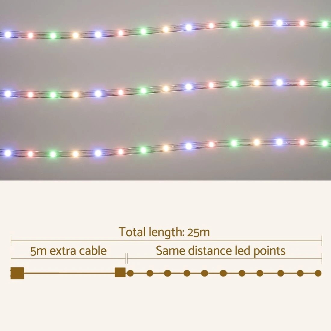 2 Jingle Jollys 20m Christmas Lights String Rope Light Decoration 600 Led LED String Lights Indoor Outdoor
 - multi, 2 of 6