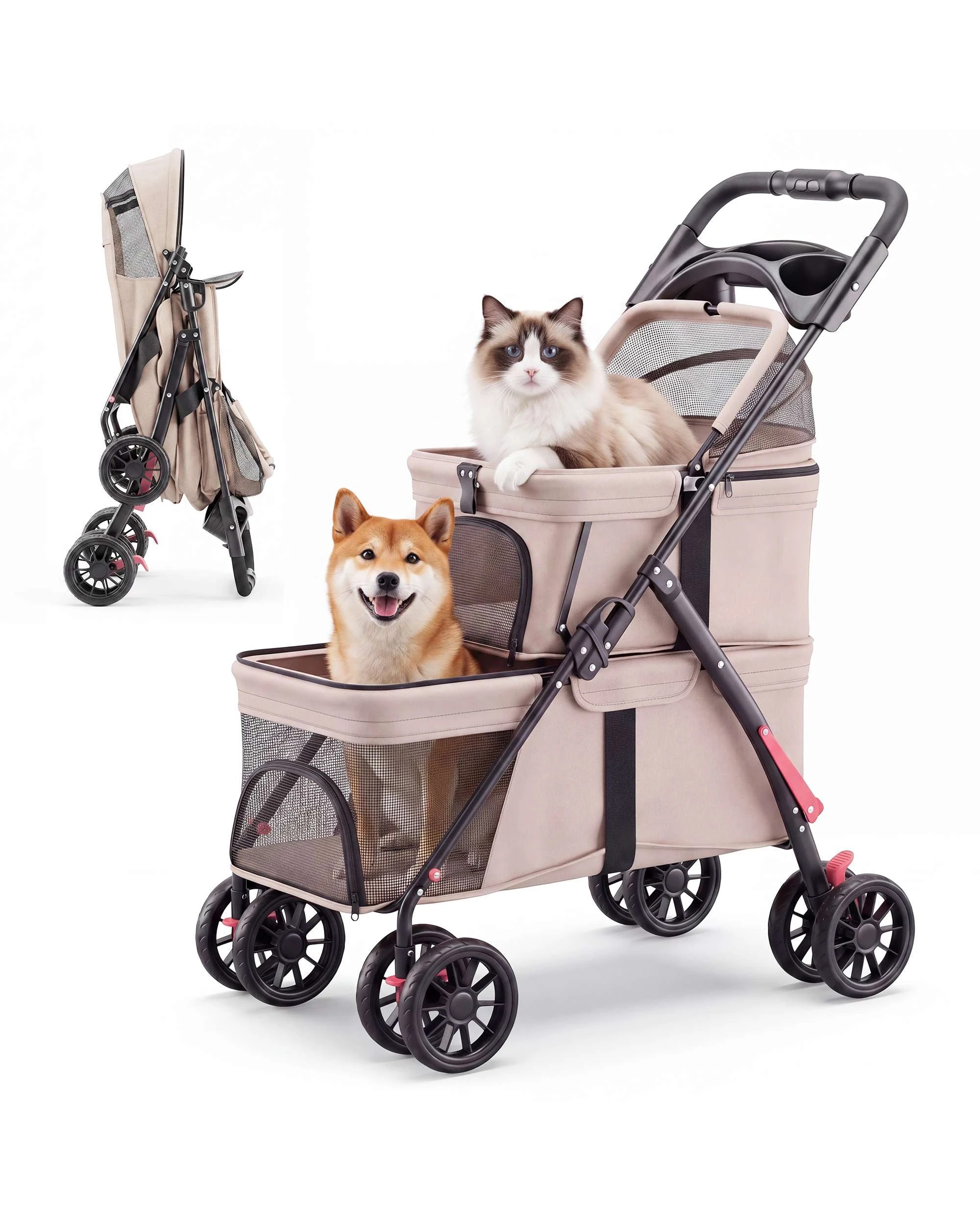 1 Advwin Pet Stroller Pram Dog Cat Carrier Travel Pushchair Foldable, 1 of 9