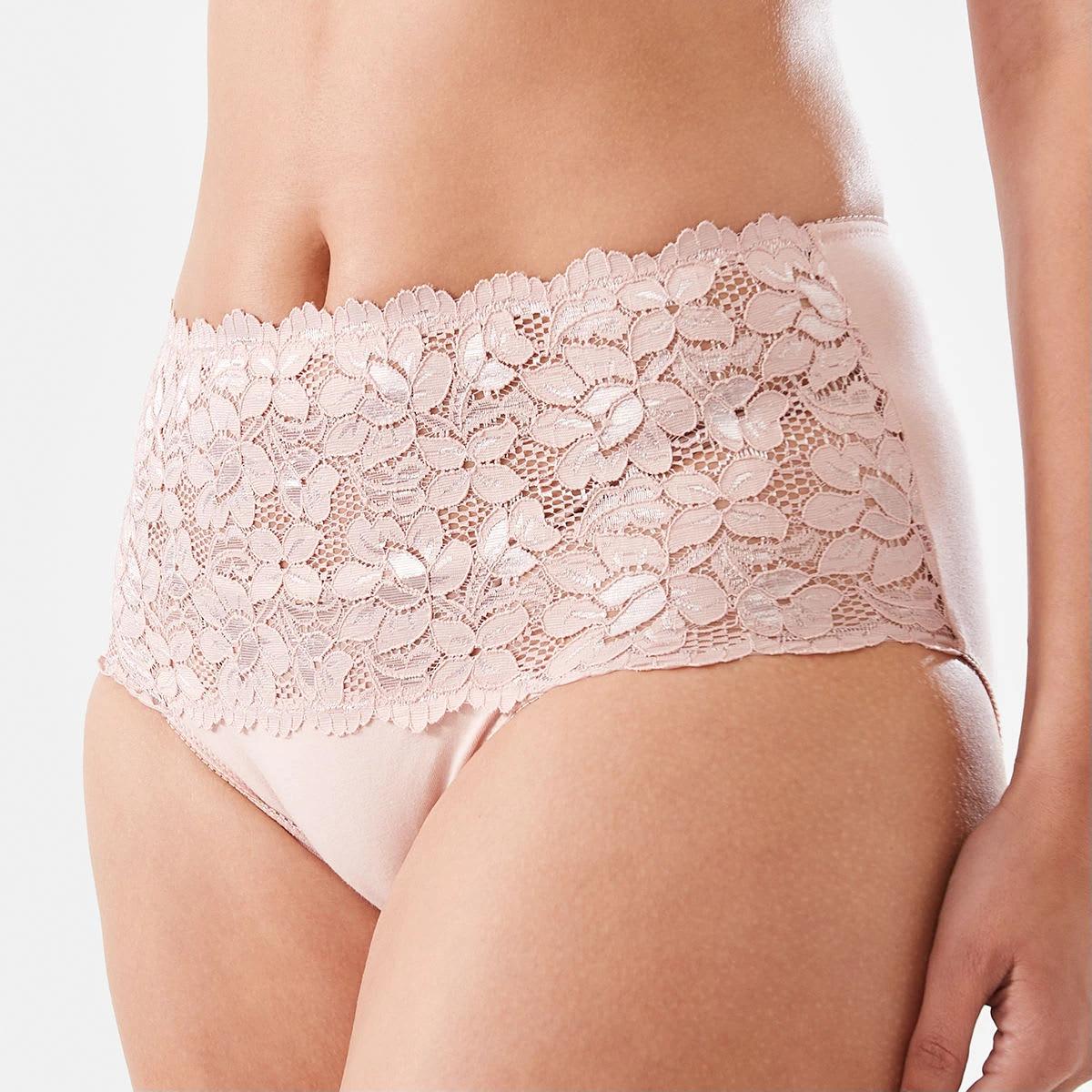 6 3 Pack Lace Front Full Briefs BLACK, WHITE, OYSTER PINK, 6 of 9