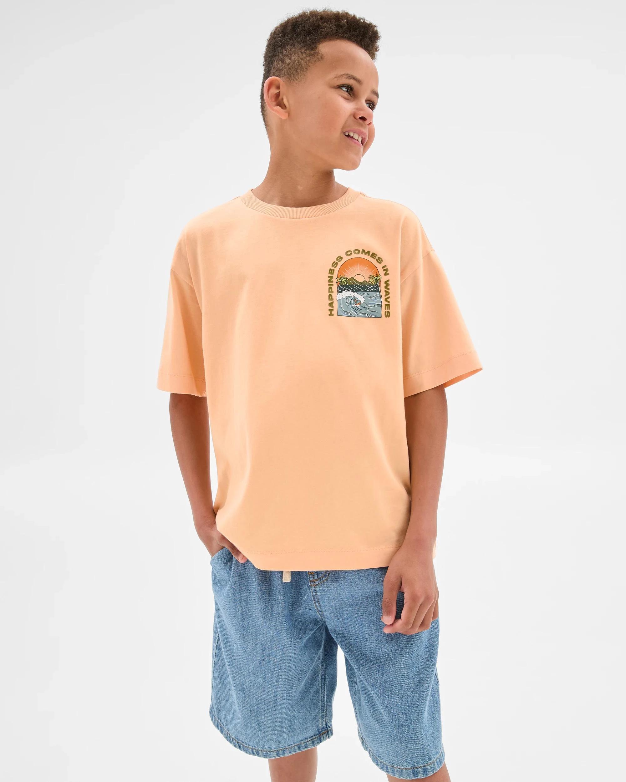 1 Target Kids Australian Cotton Harmony Day Print T-Shirt ORANGE, 1 of 8