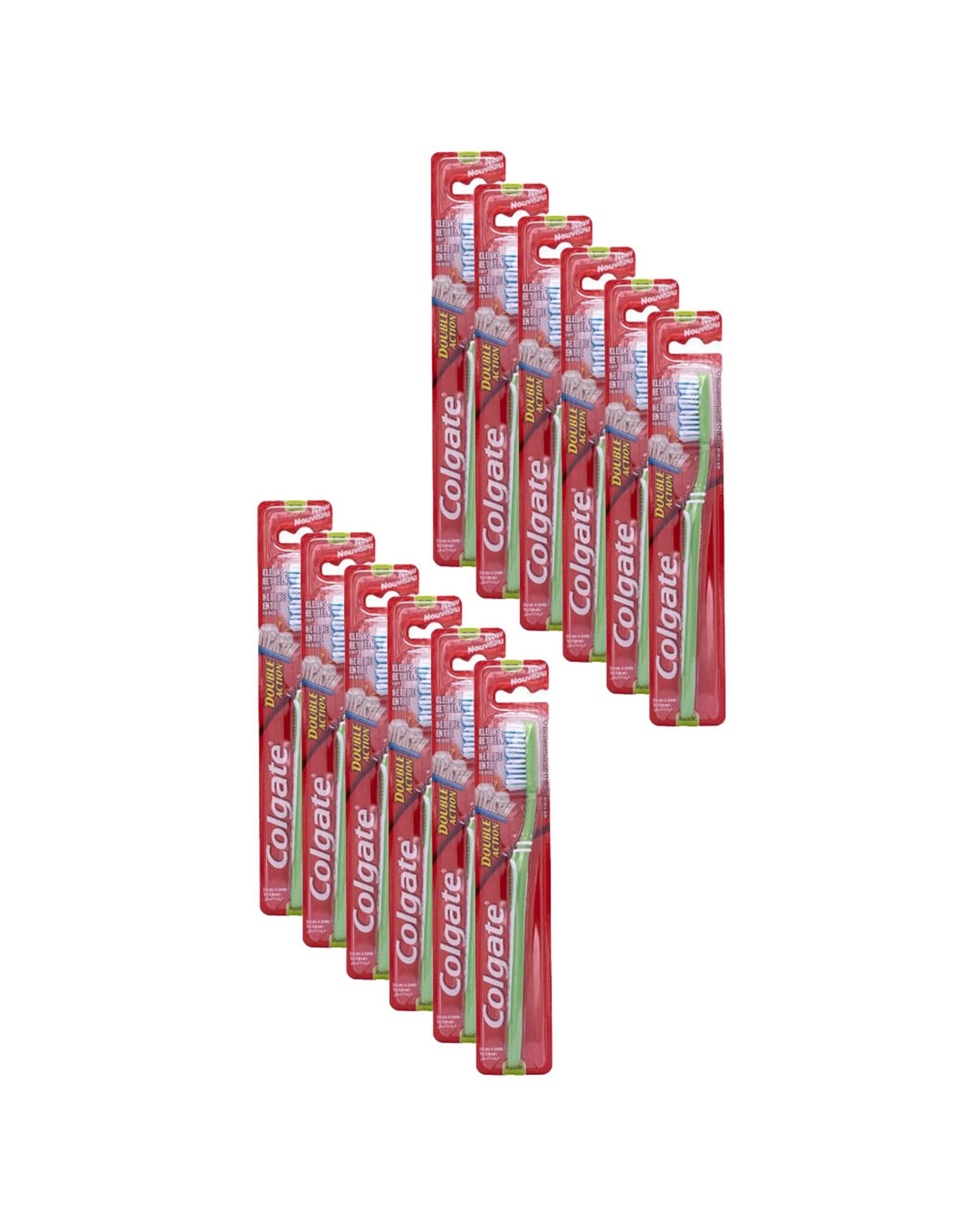 1 Colgate 12PK Double Action Toothbrush Medium Teeth Cleaner Pack - Multi, 1 of 3