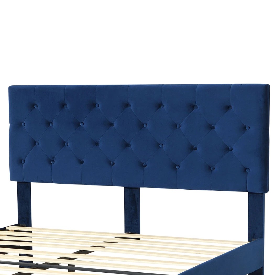 4 Levede Double Size Bed Frame in Blue Colour, 4 of 8