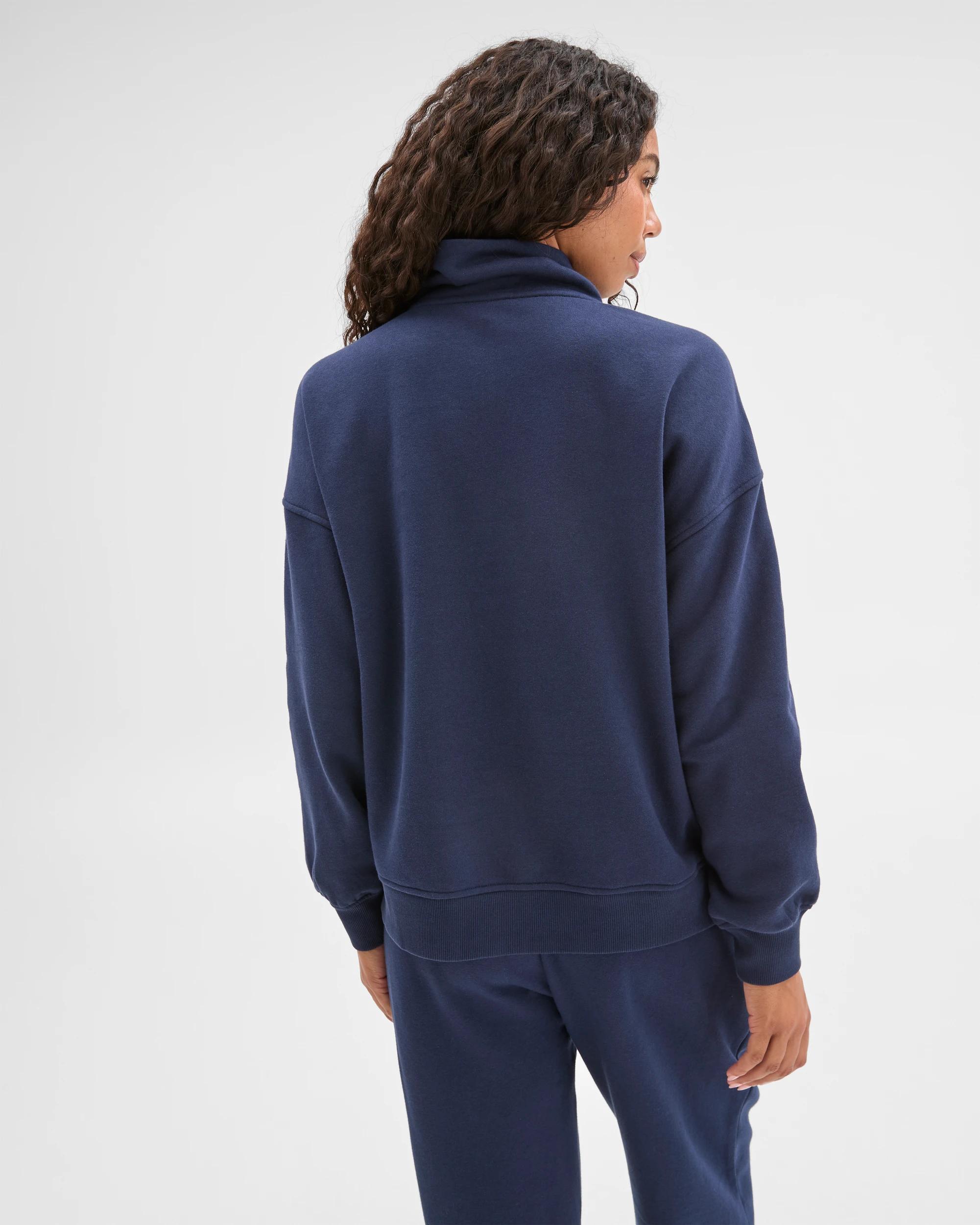 6 Target Woman Australian Cotton Blend 1/4 Zip Fleece Jumper NAVY, 6 of 6