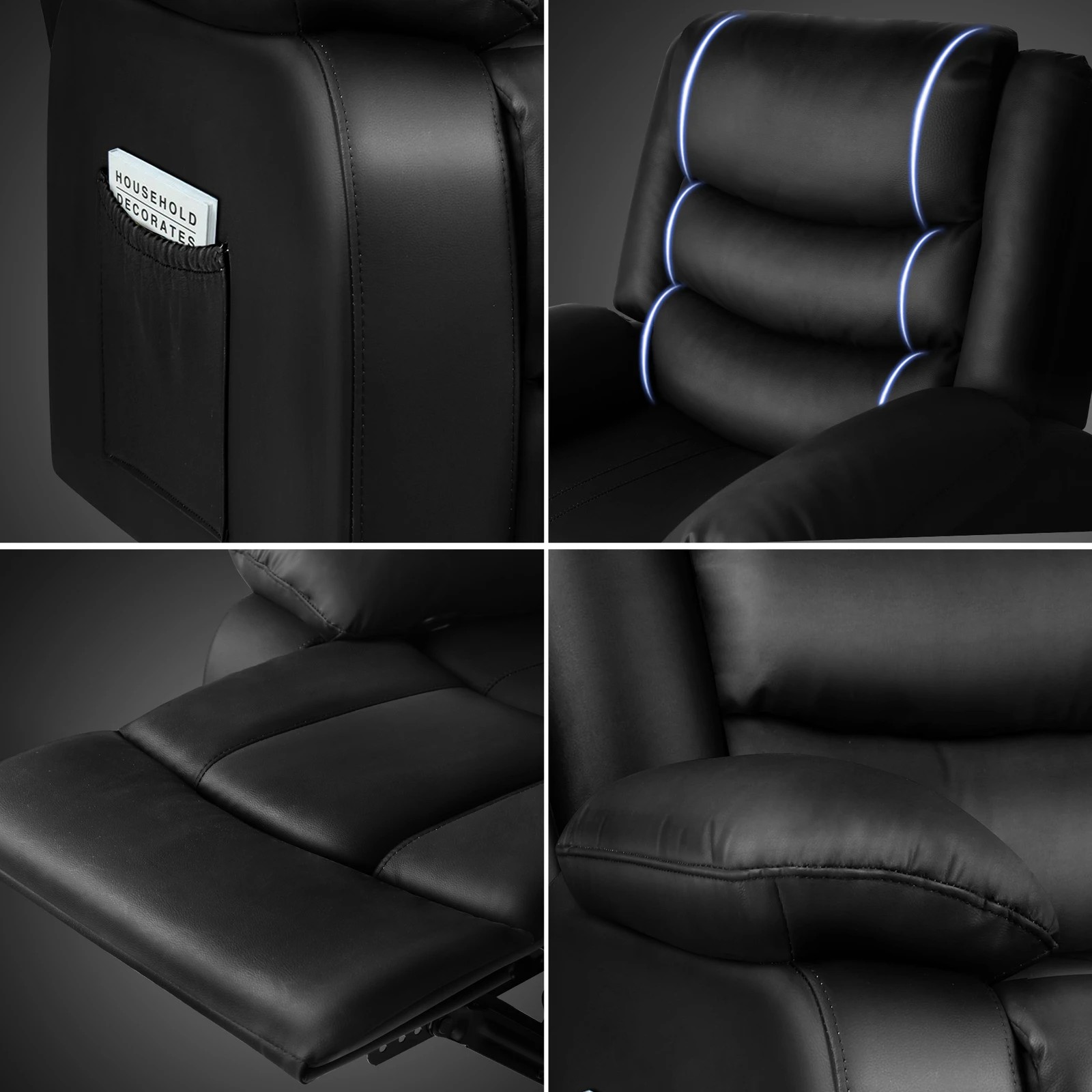 7 Alfordson Recliner Chair Leather - Black, 7 of 10