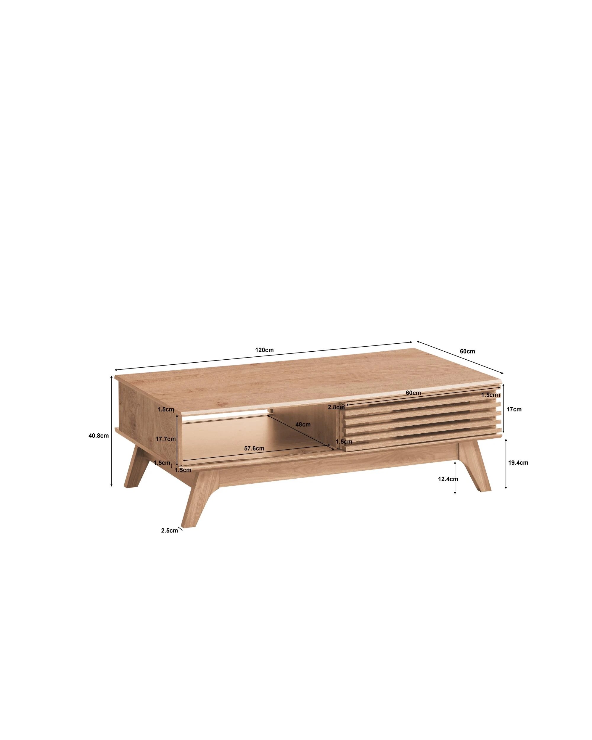 4 Kodu Coffee Table 2 Doors Oak - Natural, 4 of 4