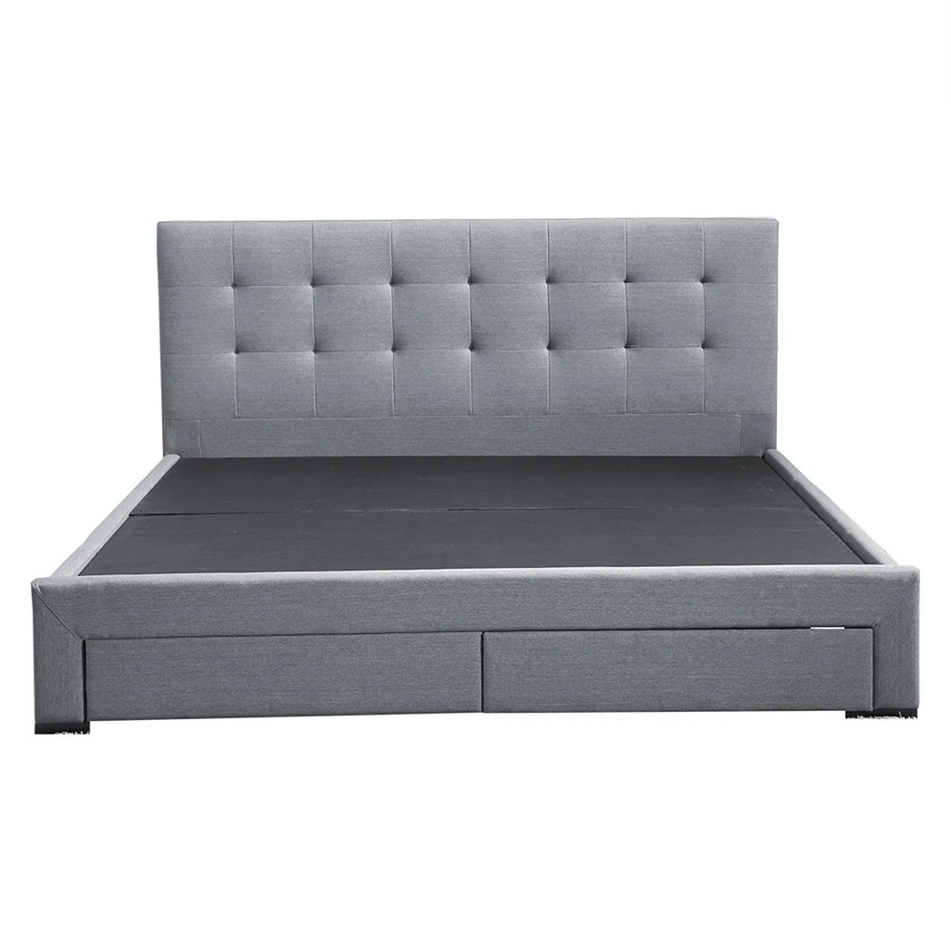 2 Levede Double Grey Storage Bed Frame, 2 of 8