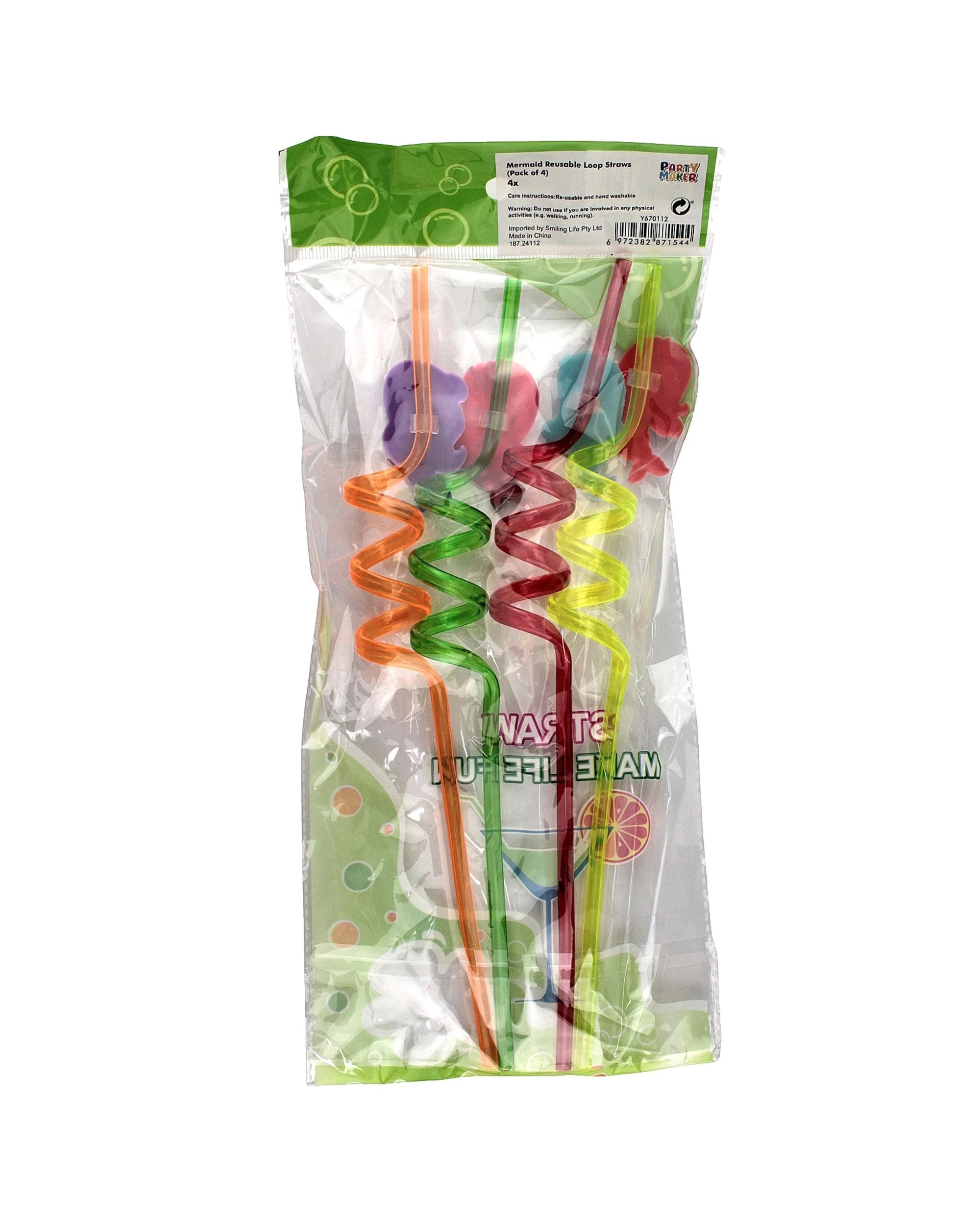 3 Party Maker Mermaid Swirly Straws Pack of 4 - Assorted, 3 of 3