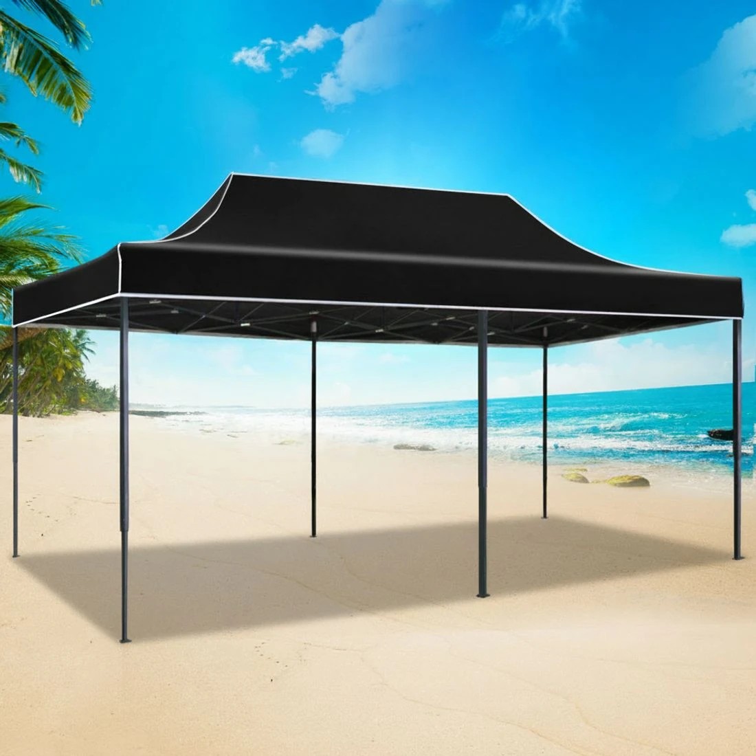 7 Instahut Gazebo Pop Up Marquee 3x6m Folding Tent Wedding Outdoor Camping Canopy Gazebos Shade - Black, 7 of 8