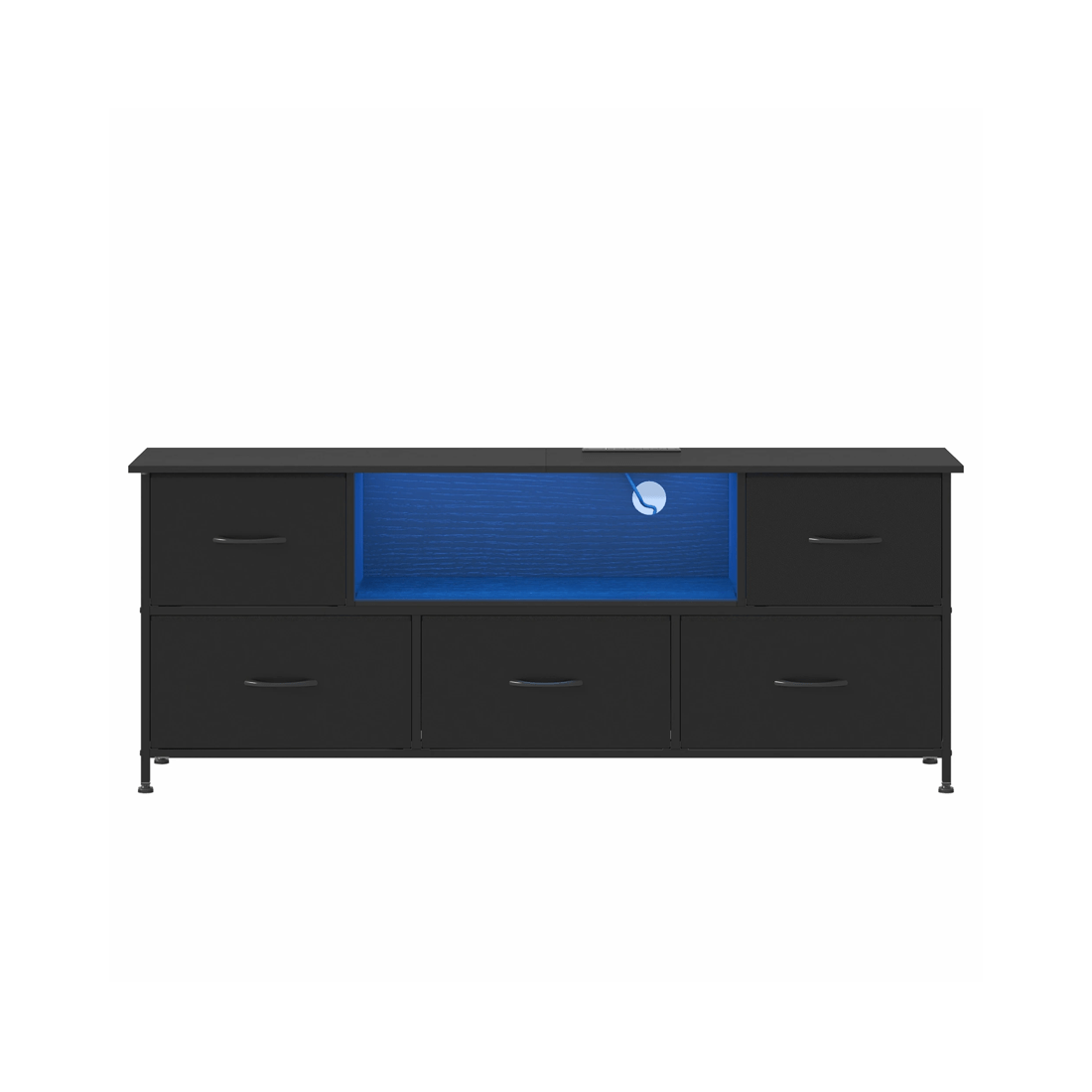 1 Advwin Tv Cabinet 140cm Led Entertainment Unit W/charging Station & Drawer Tv Stand Media Console Table Black, 1 of 10