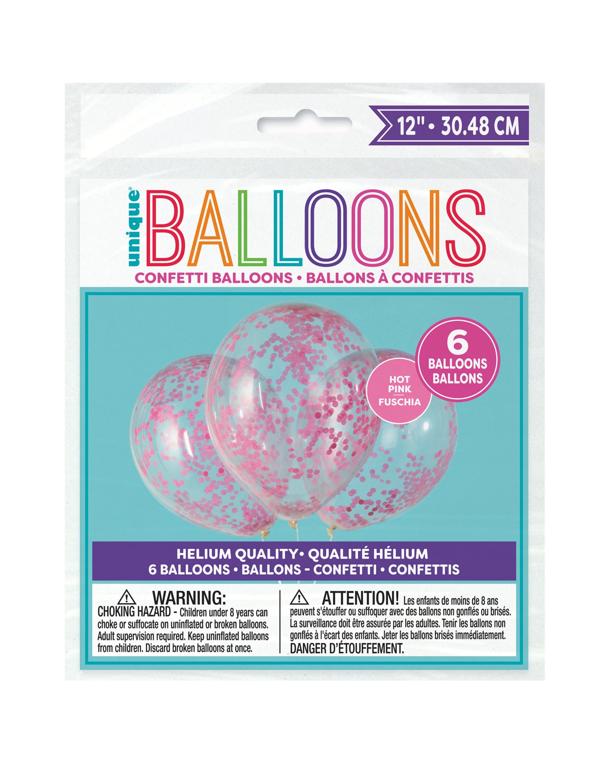 2 Unique Hot Pink Pre-filled Confetti Balloons Pack of 6Pink - Pink, 2 of 2
