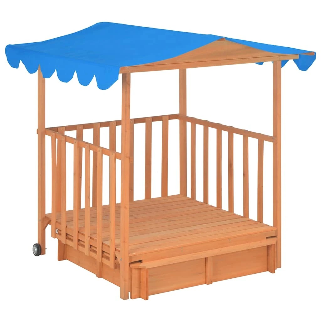 3 Vidaxl Playhouse With Sandbox Wooden Playhouse With Sandbox - Blue, 3 of 9