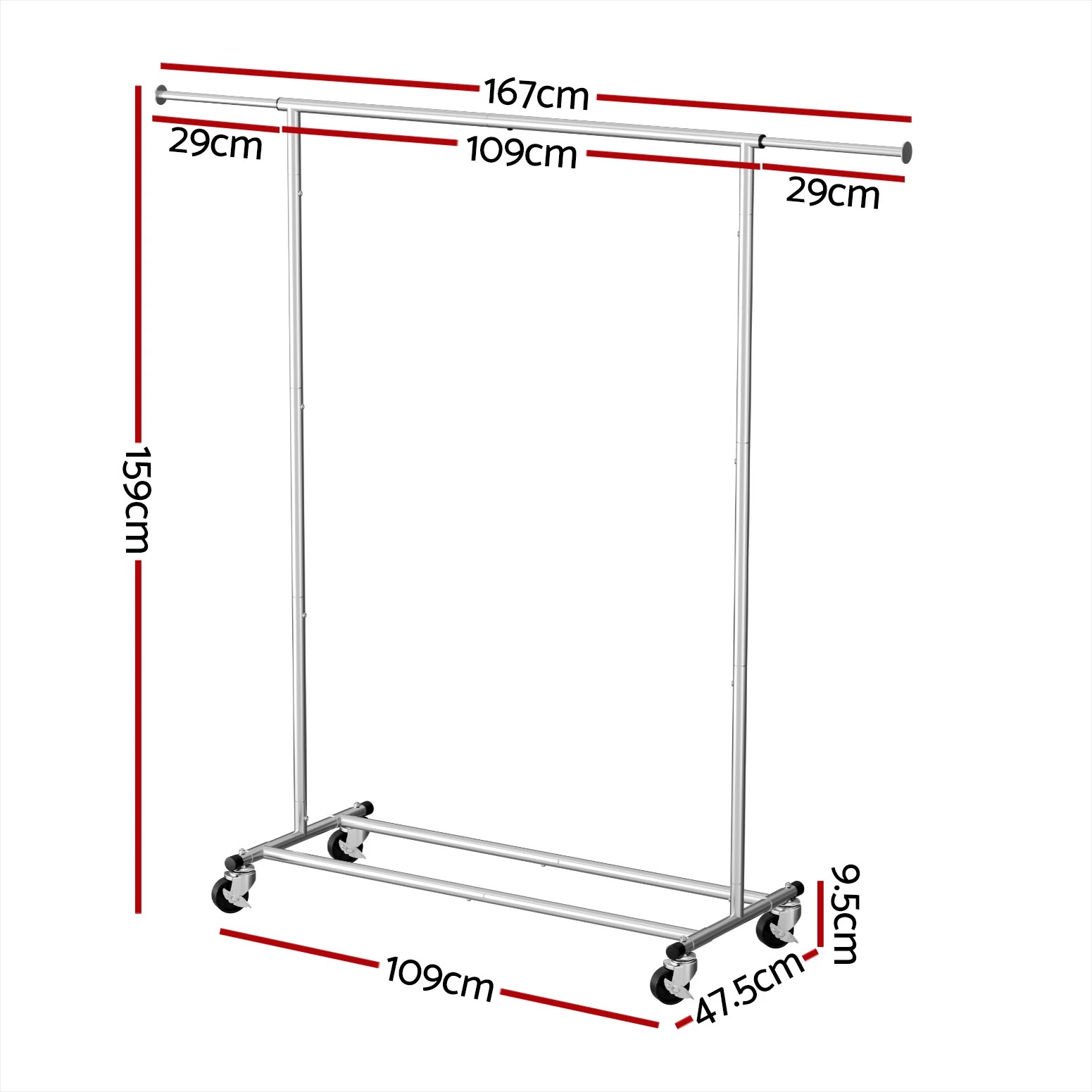 2 Artiss 2X Clothes Rack Airer Rail Coat Stand Adjustable Hanger - Silver, 2 of 7