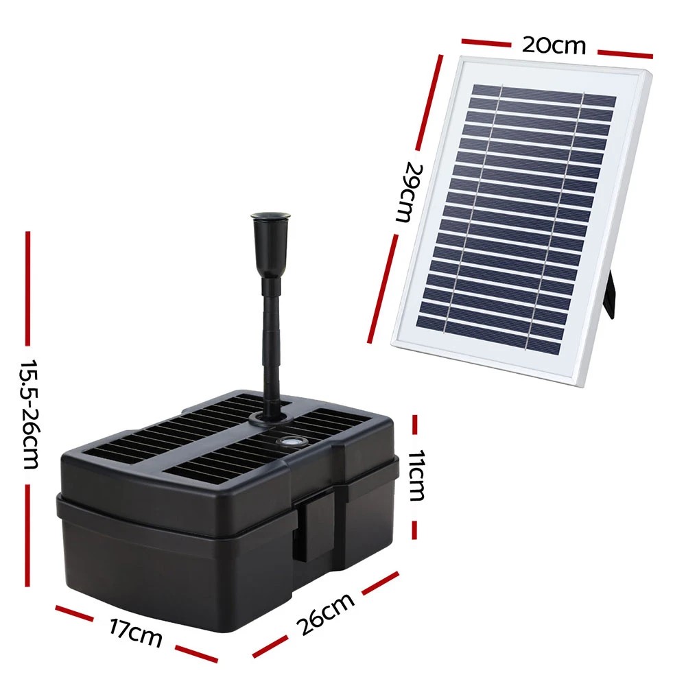 2 Gardeon Solar Submersible Water Pond Fountain Pump with Filter Box 4.6FT 470L/H - Black, 2 of 5