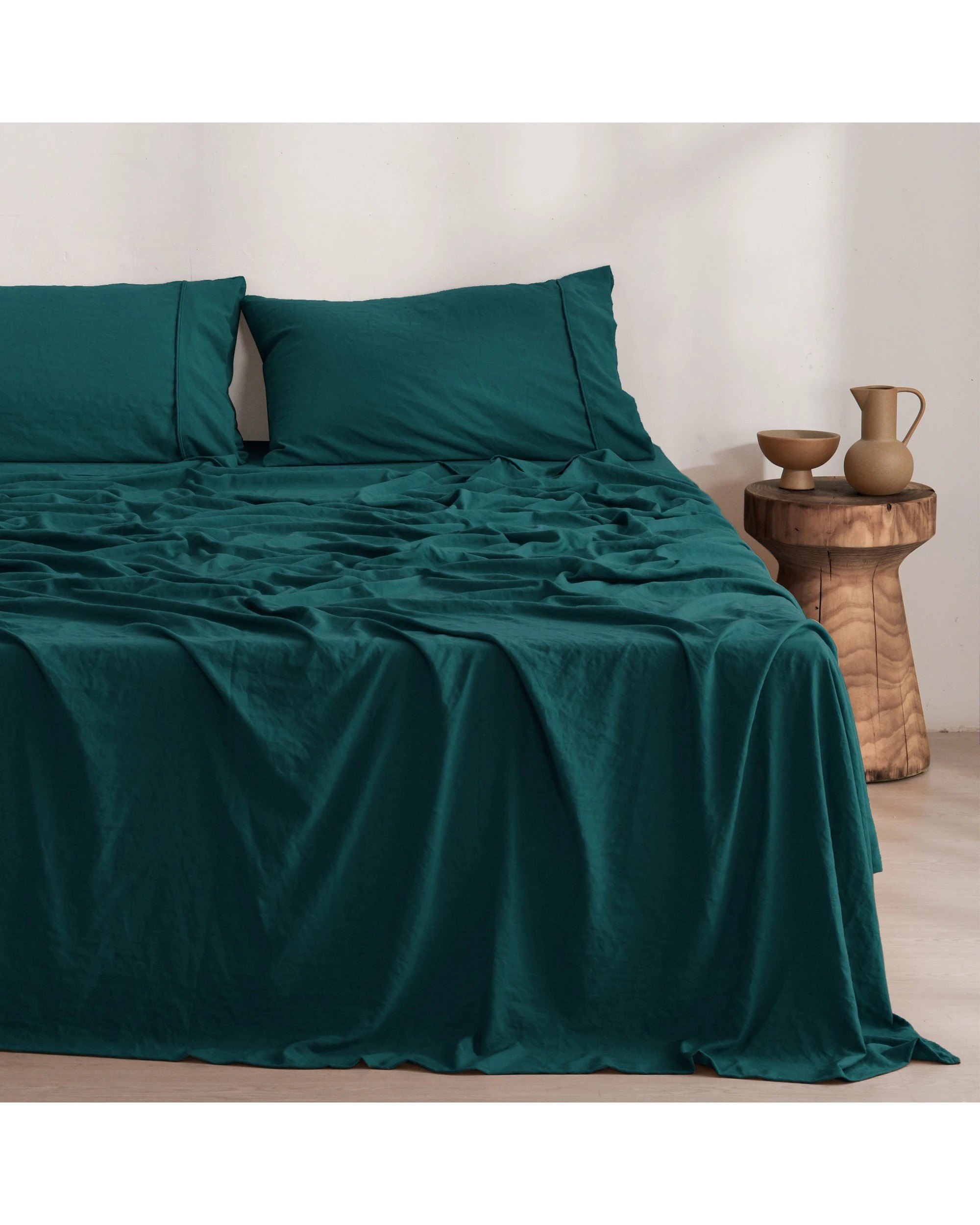 1 Dreamaker Superfine Washed Microfibre Sheet Set - Double Bed - Teal, 1 of 8