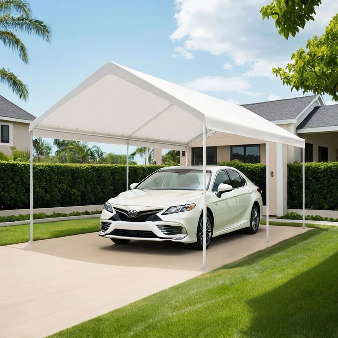 4 Instahut Carports 3x6m Carport Kits Steel Shelter Gazebo Canopy Garage Portable - White, 4 of 6