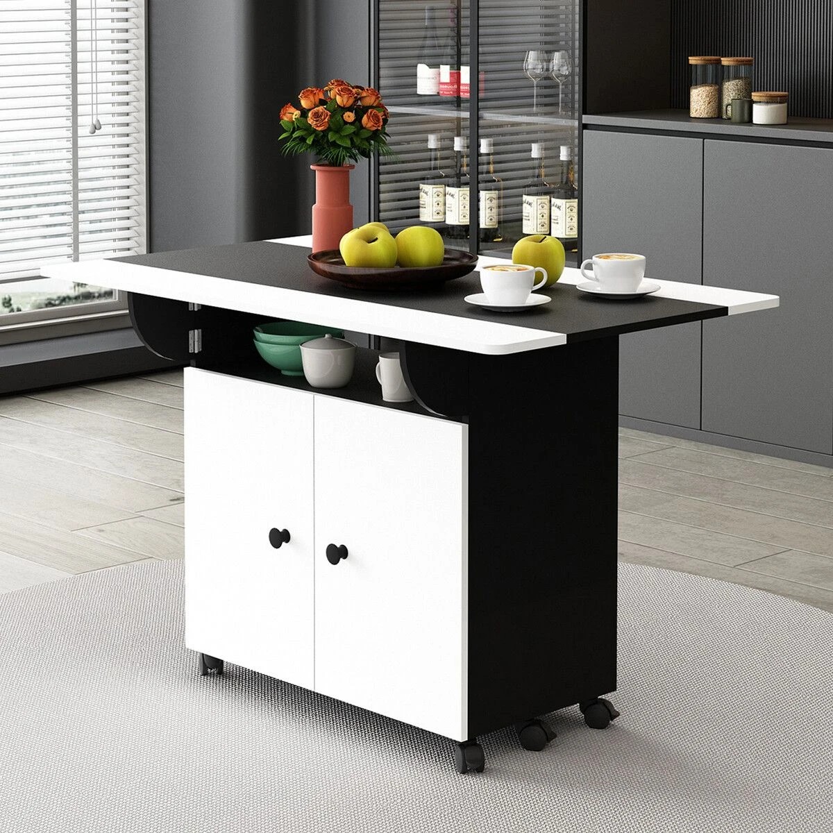 3 LUXSUITE Folding Dining Table with Wheels Extendable, 3 of 5