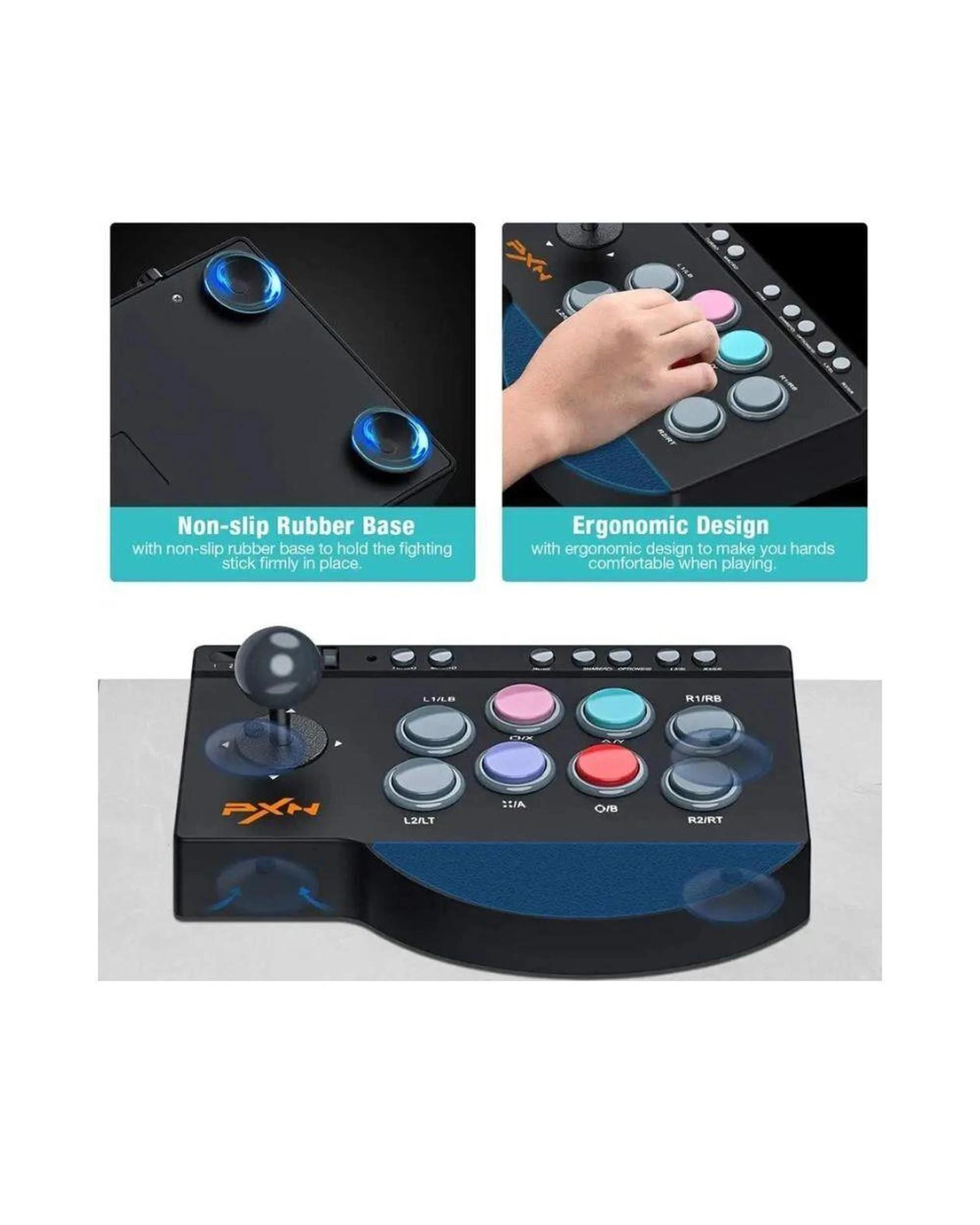 7 Multi-Platform Arcade Fight Stick Switch 1 2 PS4 Xbox Series X S PC Turbo Macro Mode Joystick Switch, 7 of 10