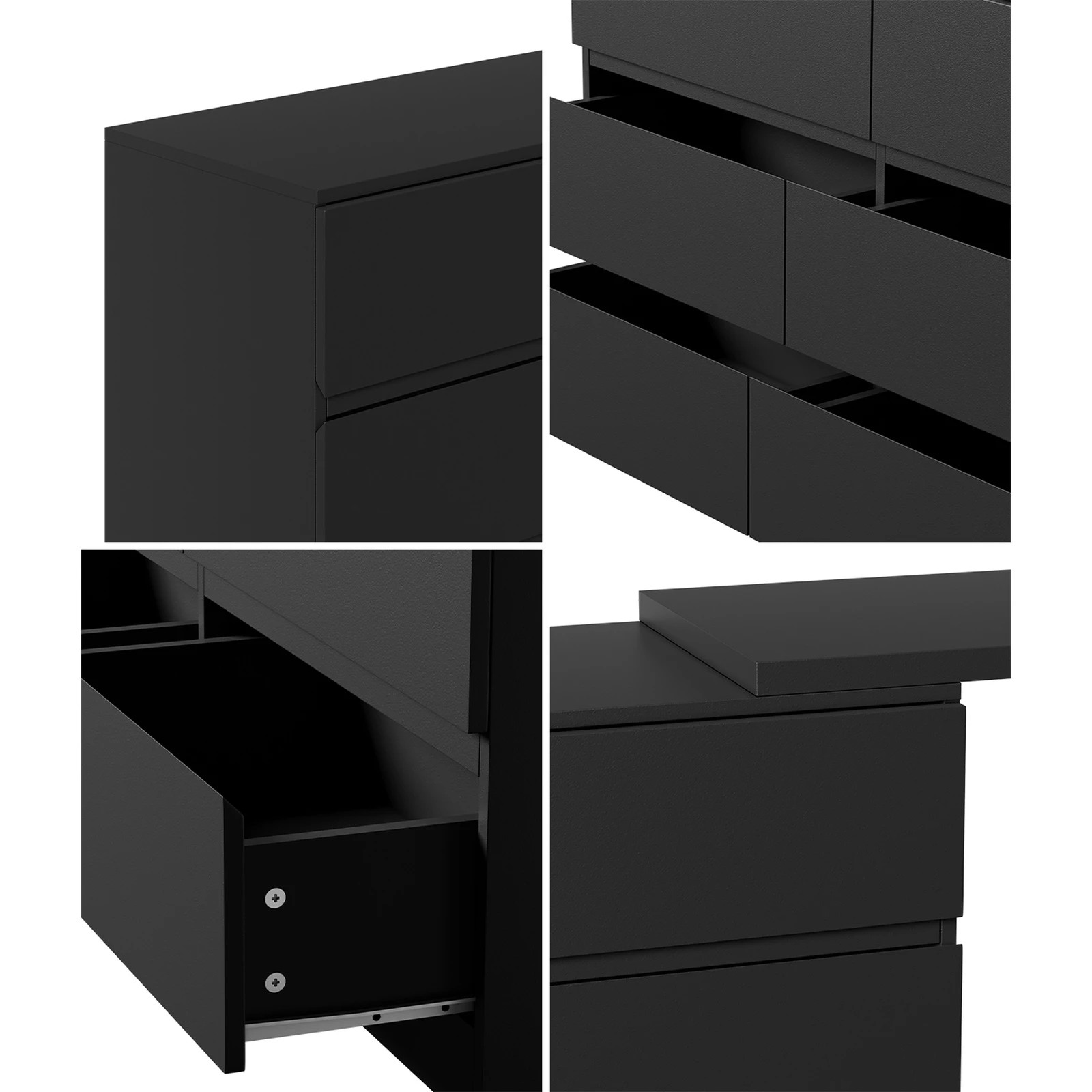 4 Oikiture 6 Chest Of Drawers Dresser With Side Table Storage
 - Black, 4 of 10